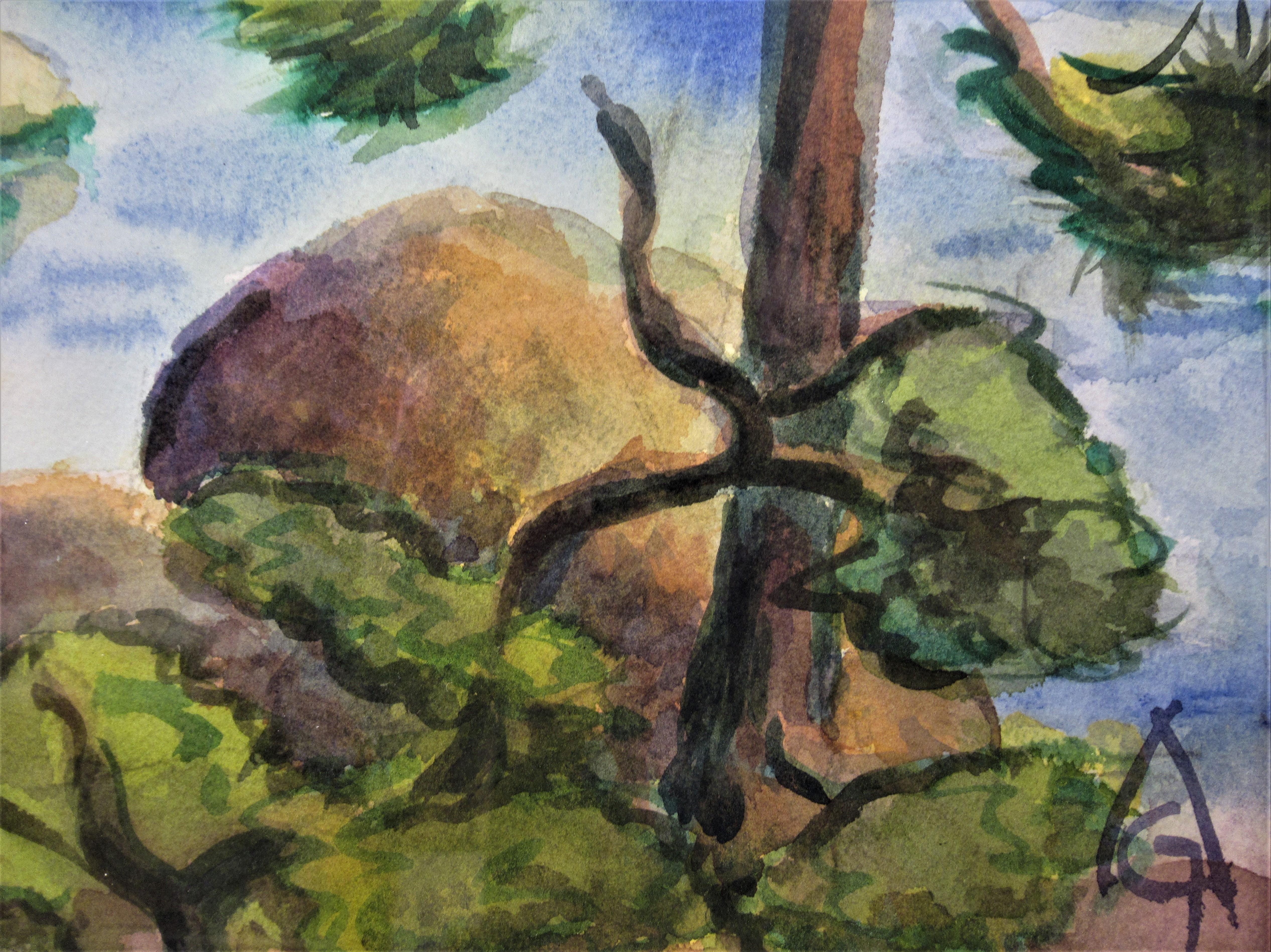 Paysage de Californie - Gris Landscape Art par Arnold A. Grossman