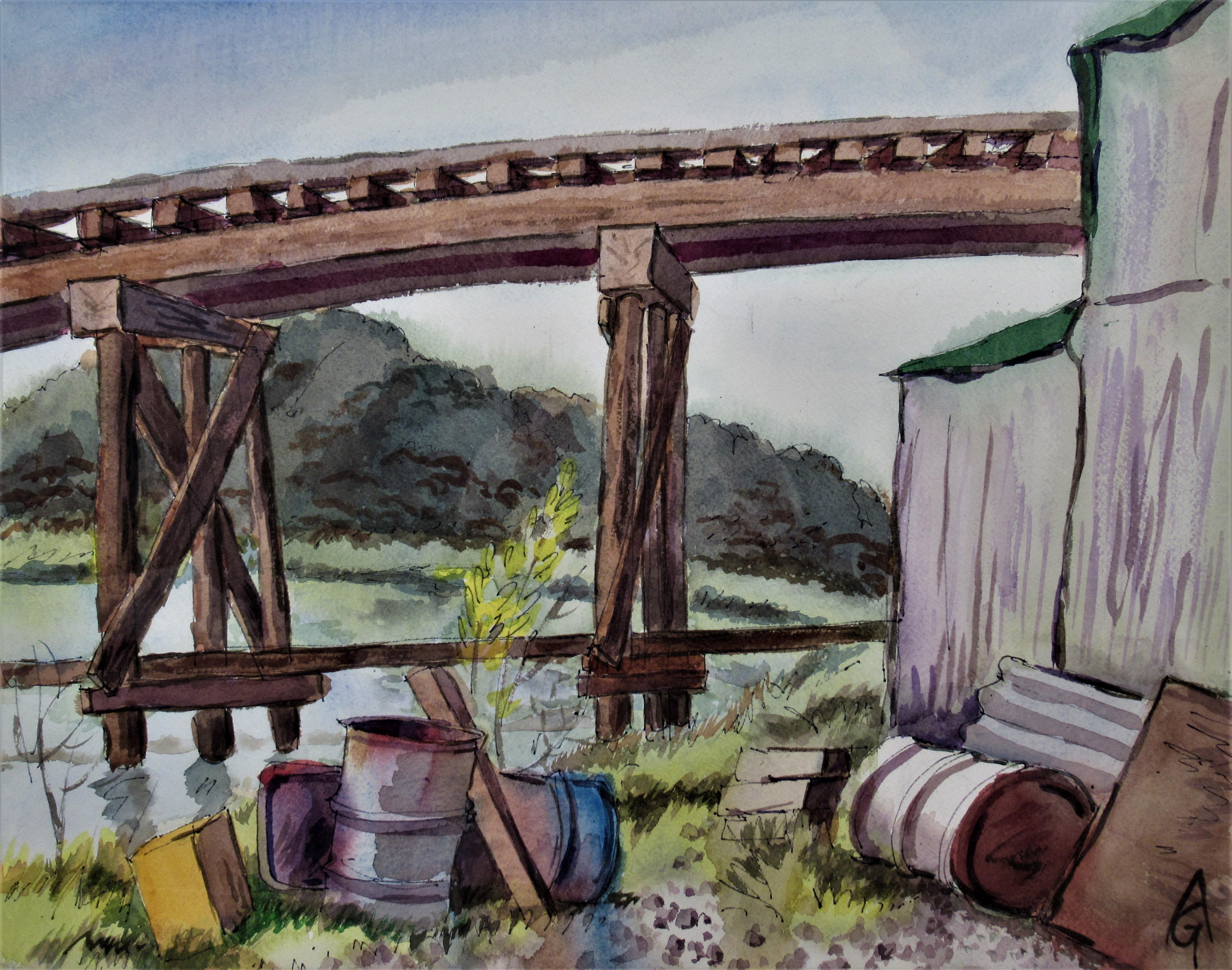 The Old Trestle, San Rafael, California - Art by Arnold A. Grossman