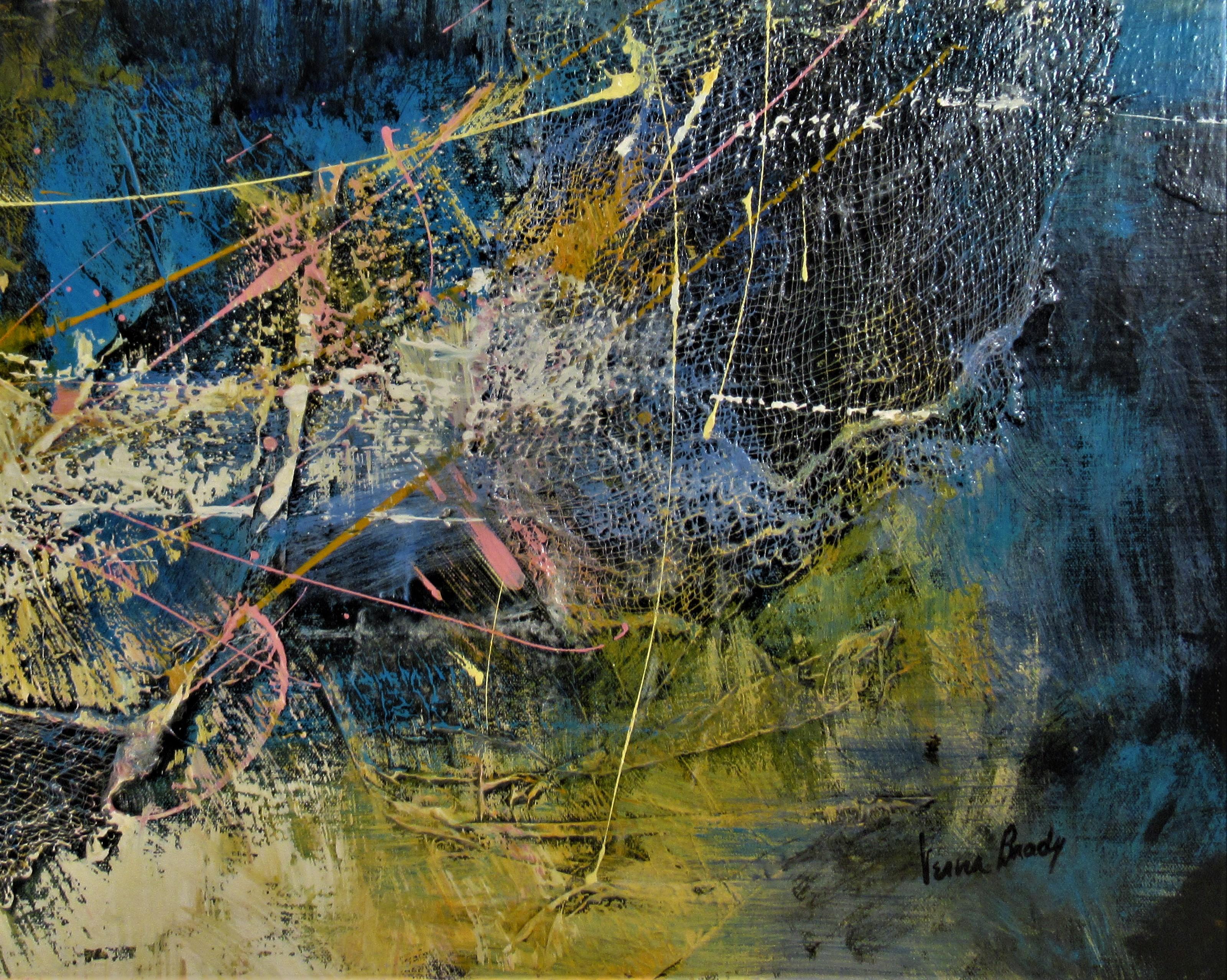 Blaues Hawaii (Schwarz), Abstract Painting, von Verna Brady