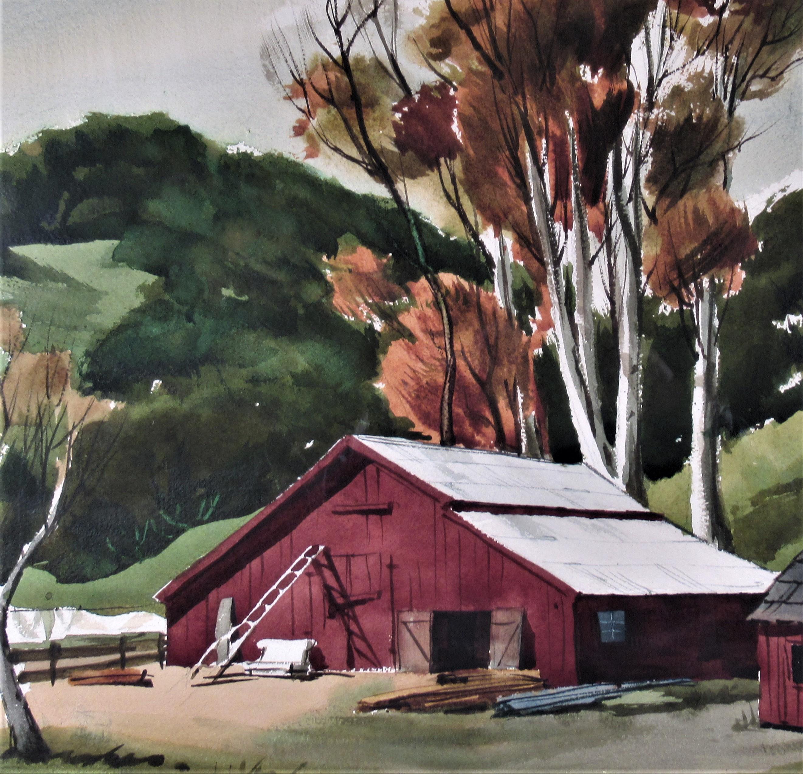 The Old Red Barn - Impressionnisme américain Art par Frederick Cole