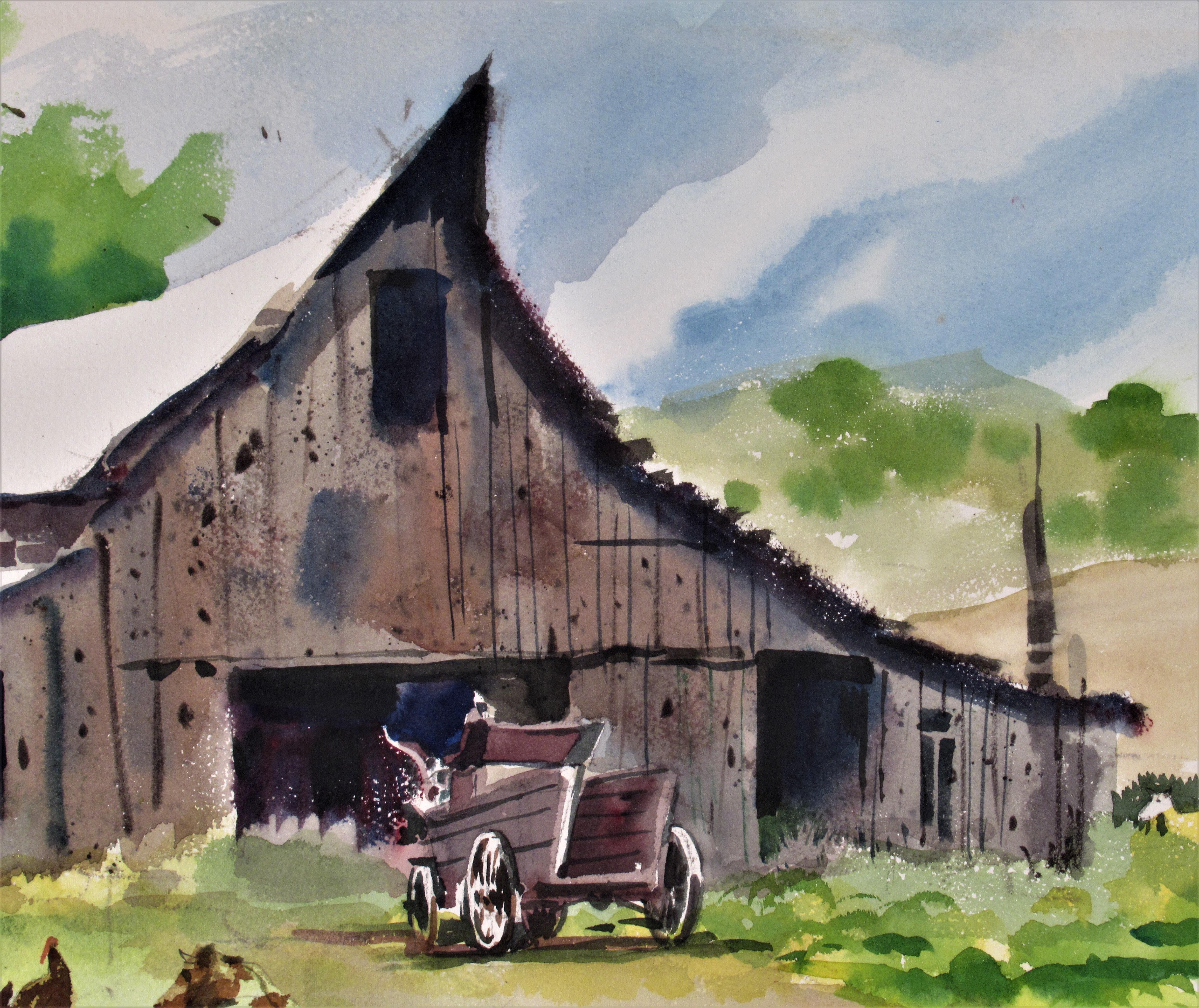 old barn watercolor
