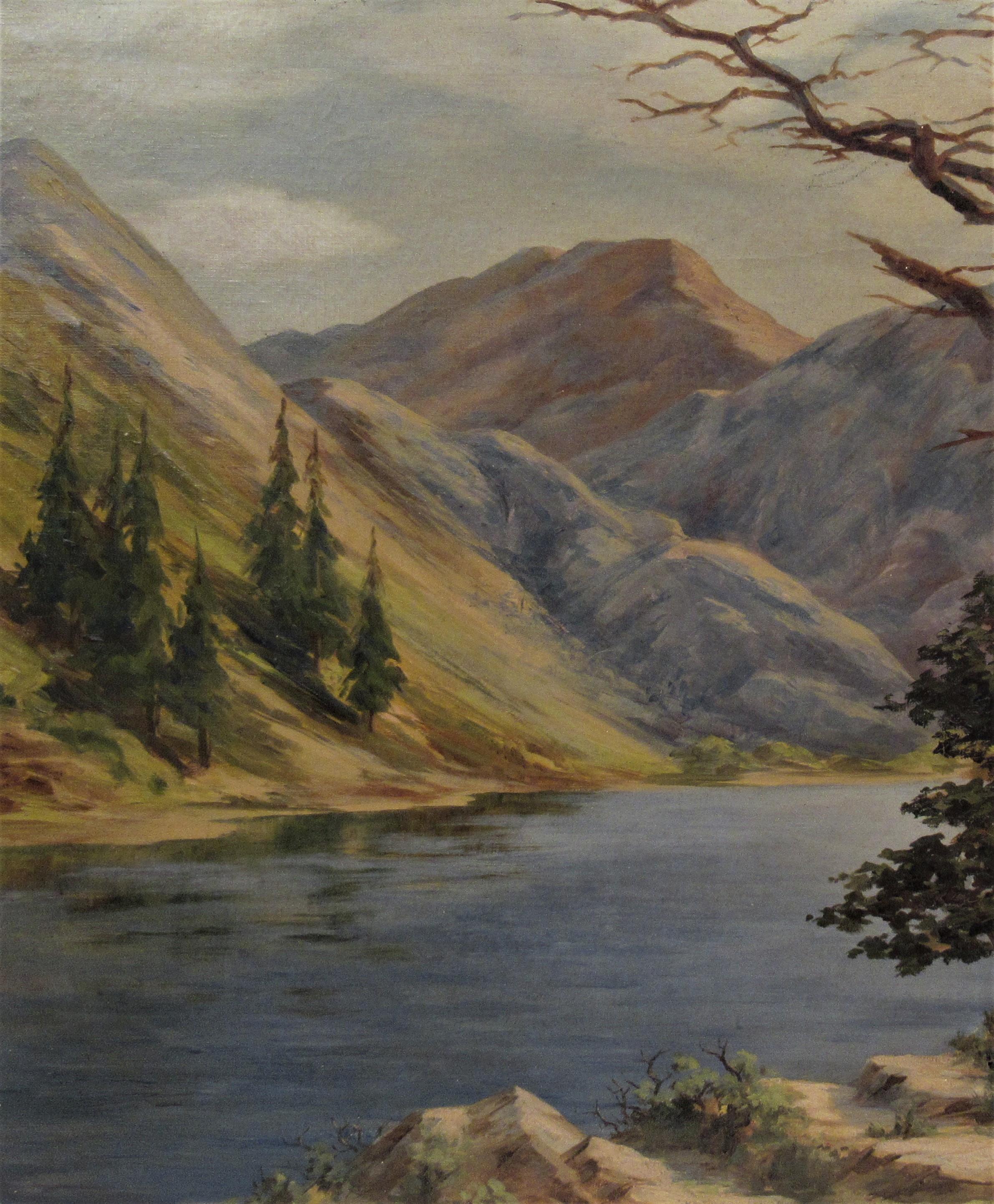 Lake Convict, High Sierra - Marron Landscape Painting par Earl Graham Douglas