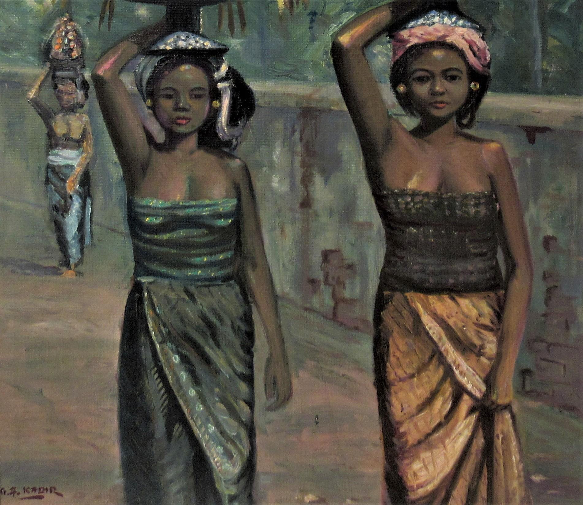 Untitled, Two Women - Impressionist Painting by Ga Kadir