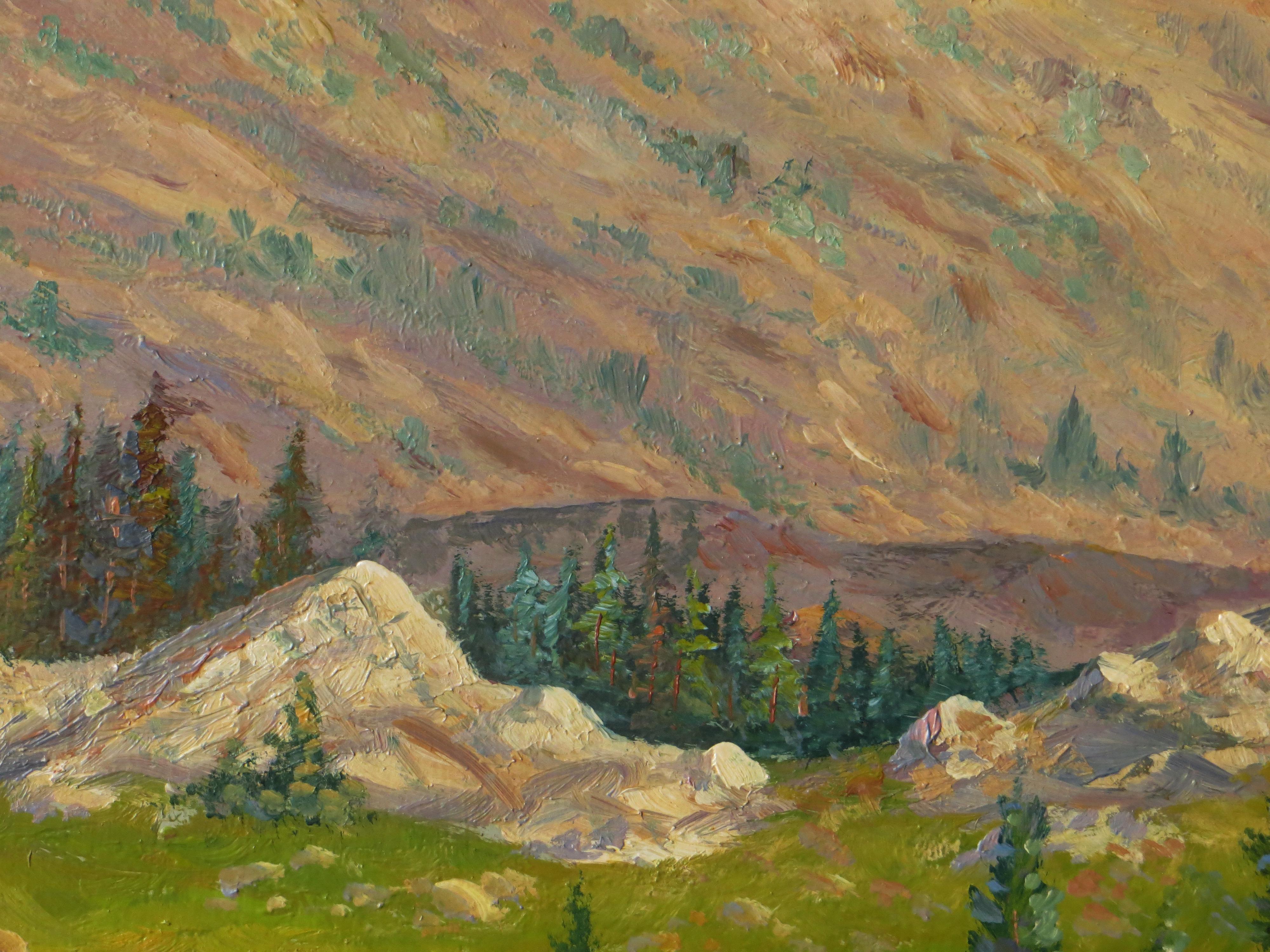 Vintage Western Mountain Scene by noted Montana Artist - Realist Painting by Harry Leonard Lopp