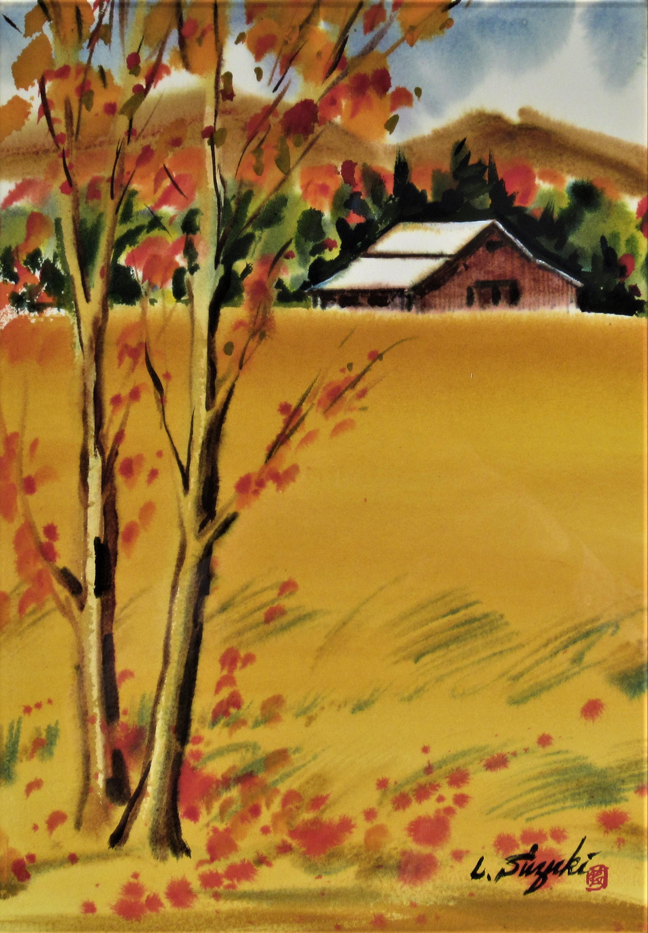 Landscape with Barn - Art by Lewis Suzuki