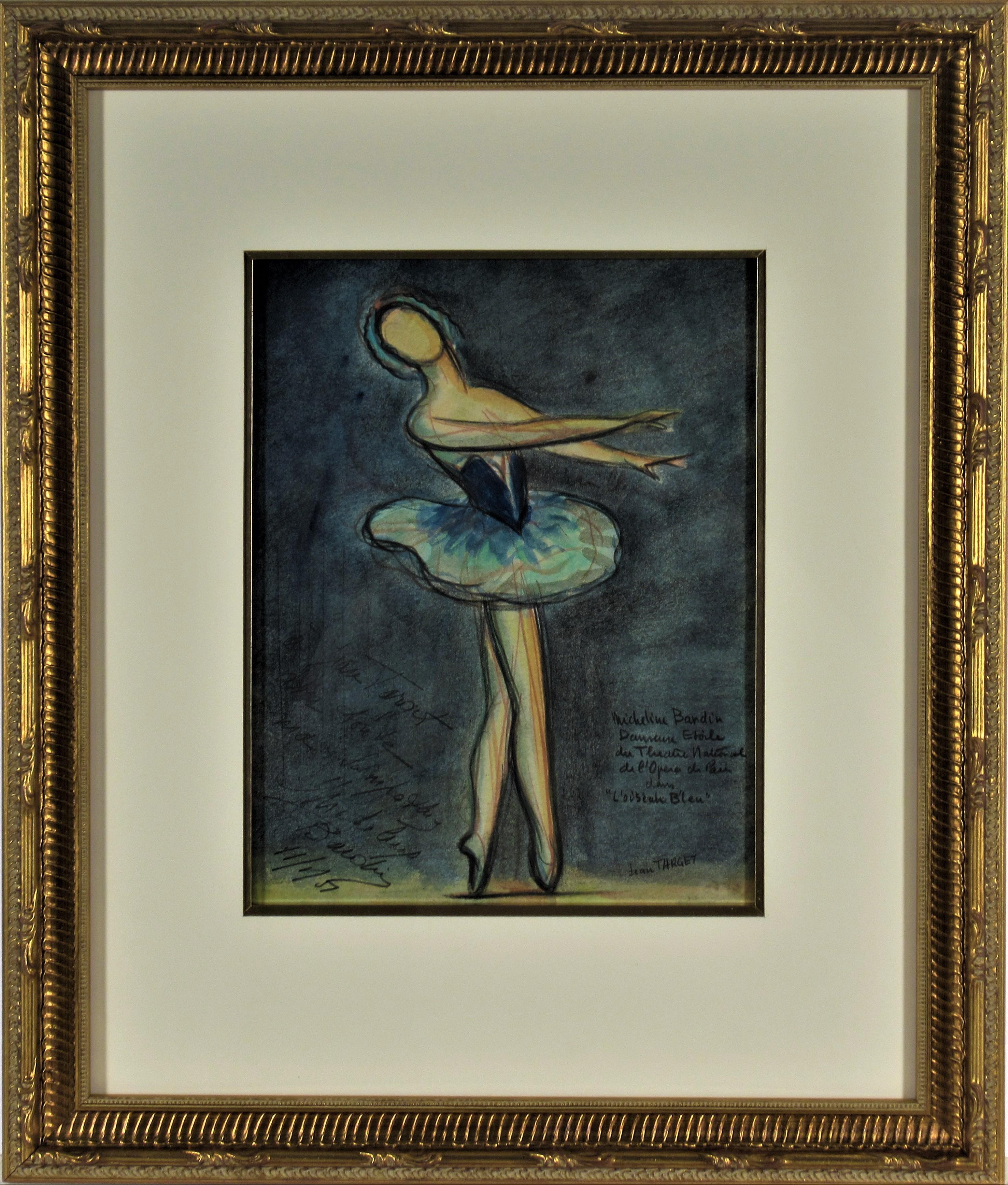 Jean Target Figurative Art - Ballet Dancer, Micheline Bardin, l'Oiseau Bleu