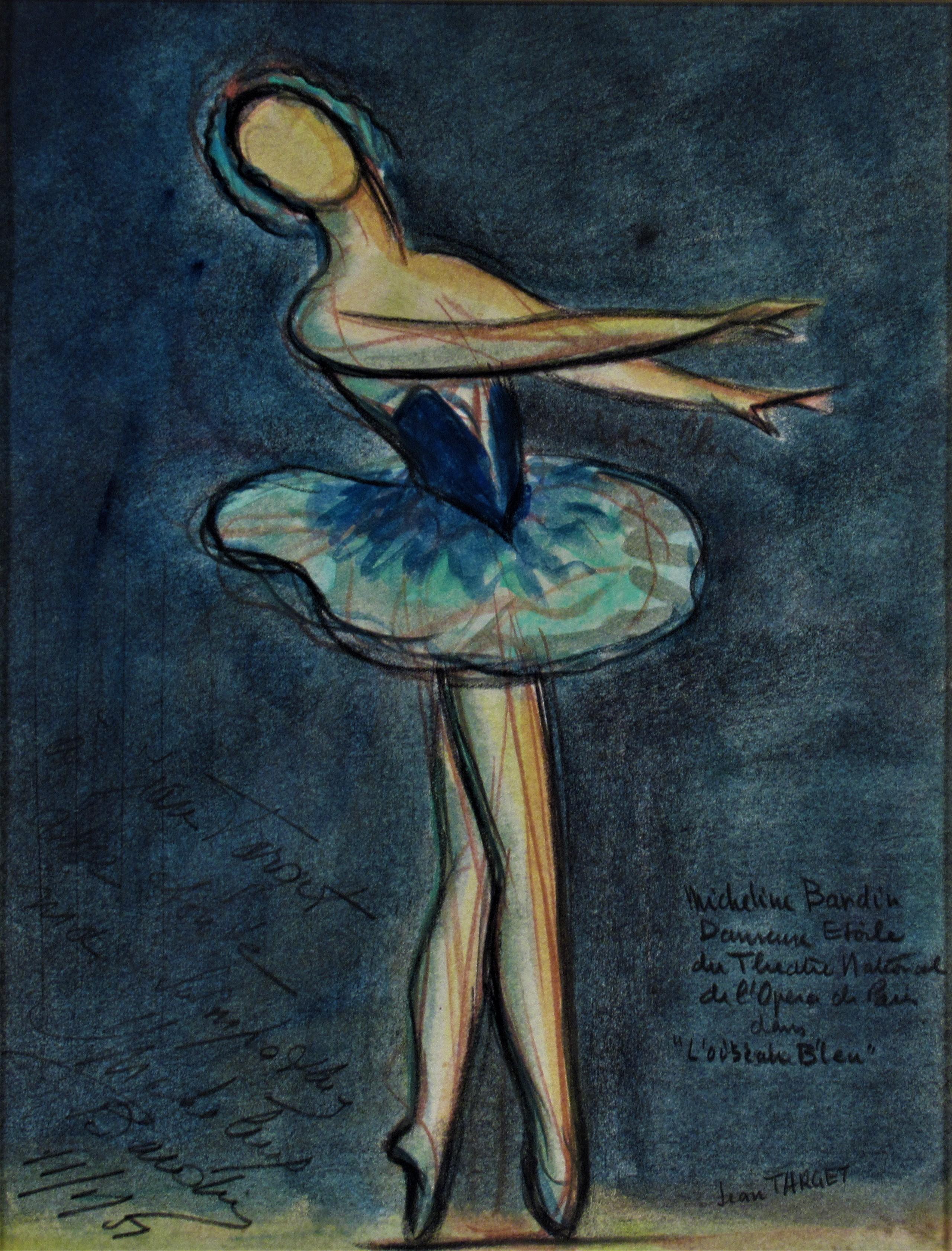 Ballet Dancer, Micheline Bardin, l'Oiseau Bleu - Art by Jean Target