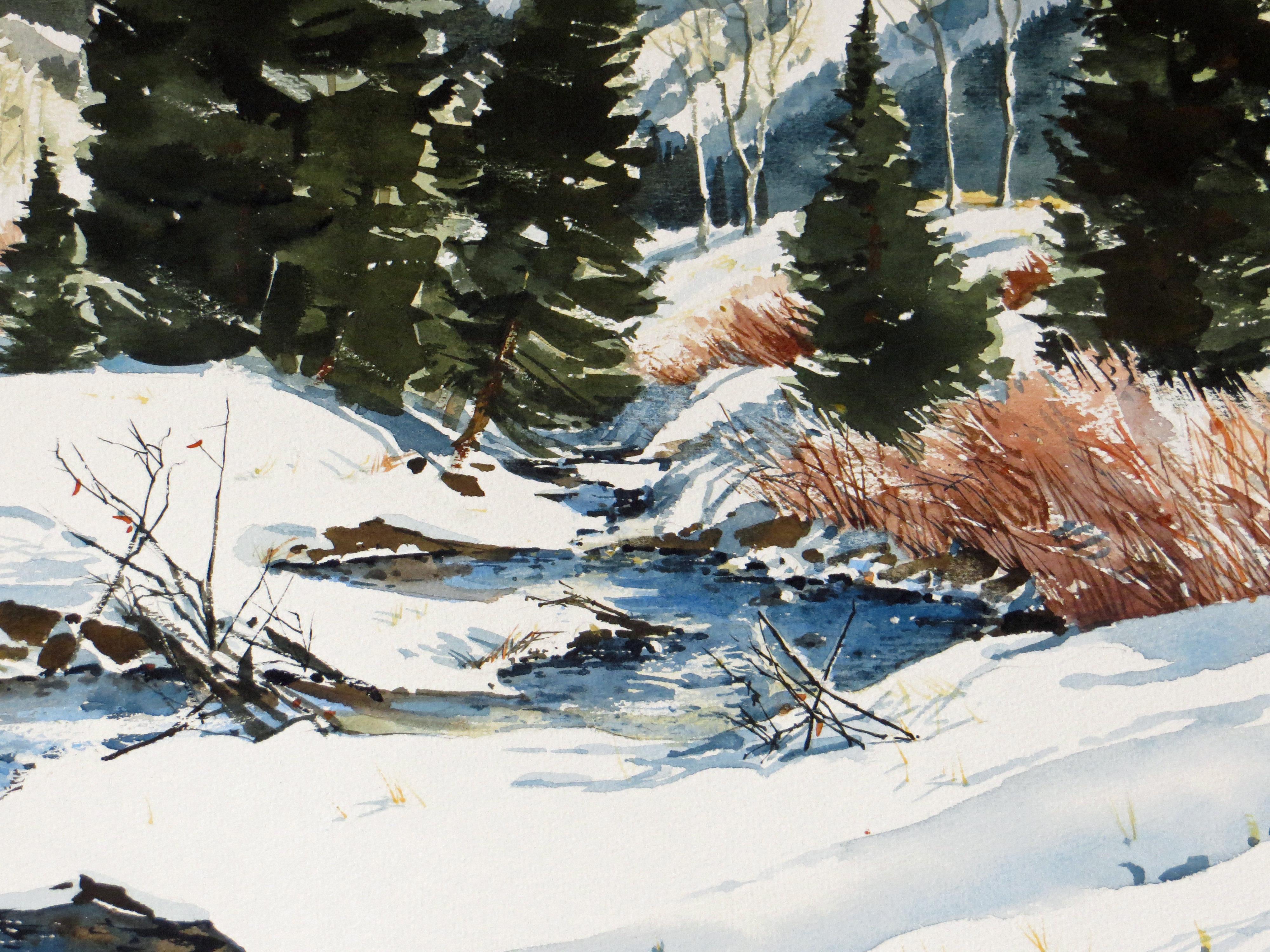 Winter Scene, Idaho - Watercolor  - Painting by Nancy Taylor Stonington