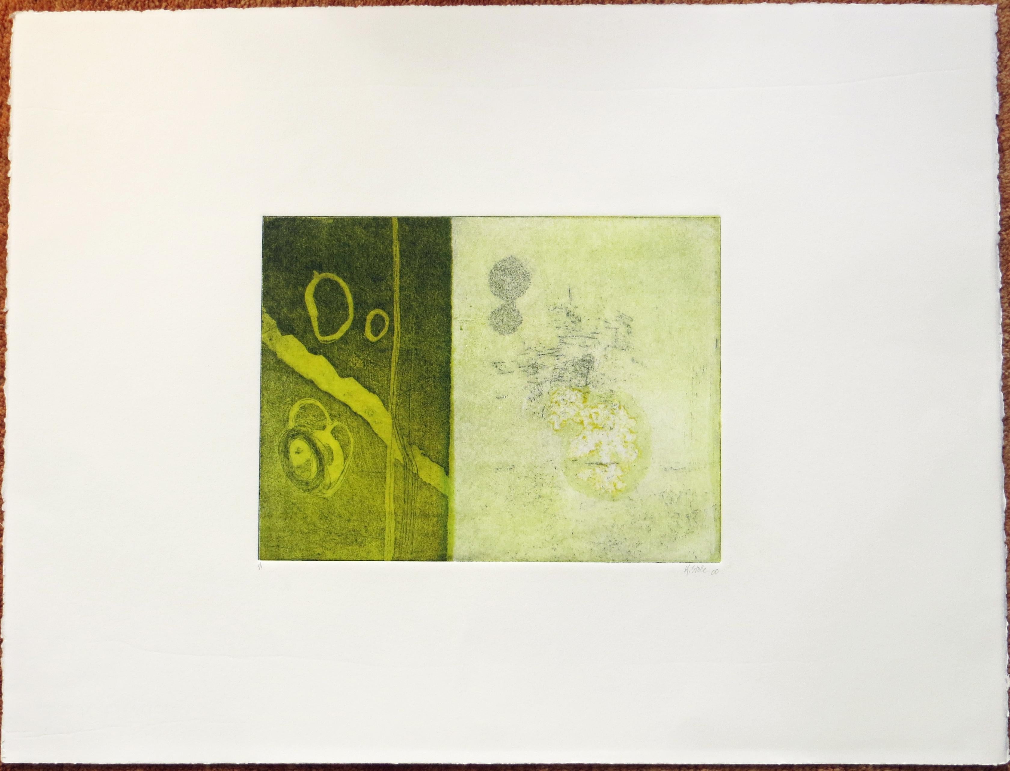 Abstrakte Monotypie – Elipse III – Print von Kirsten Stolle