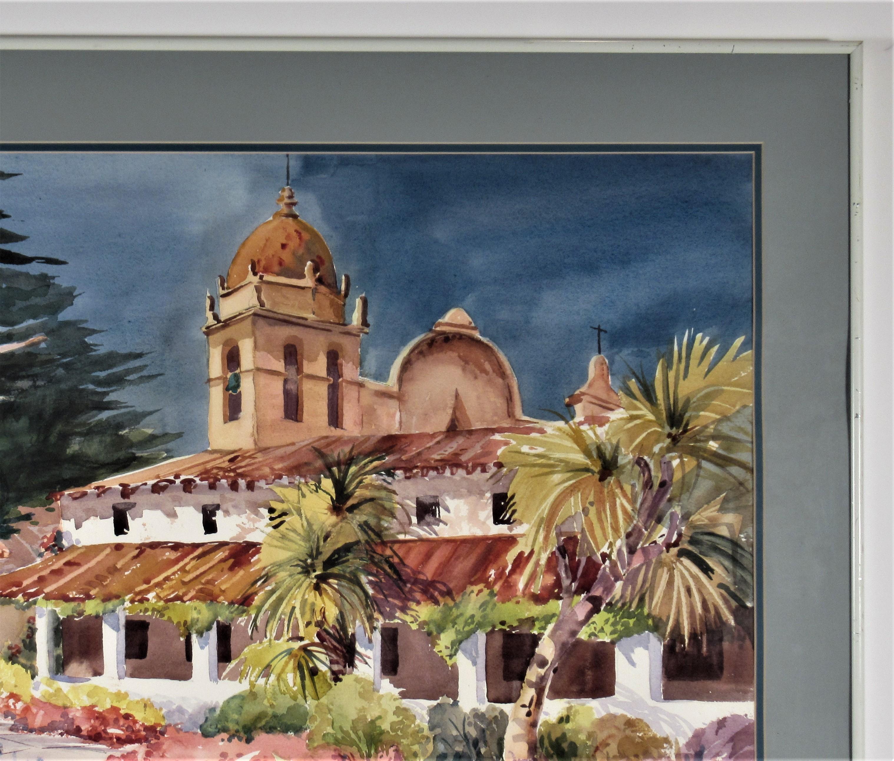 Carmel Mission Basilica - American Impressionist Art by Jeanne A. Ocker