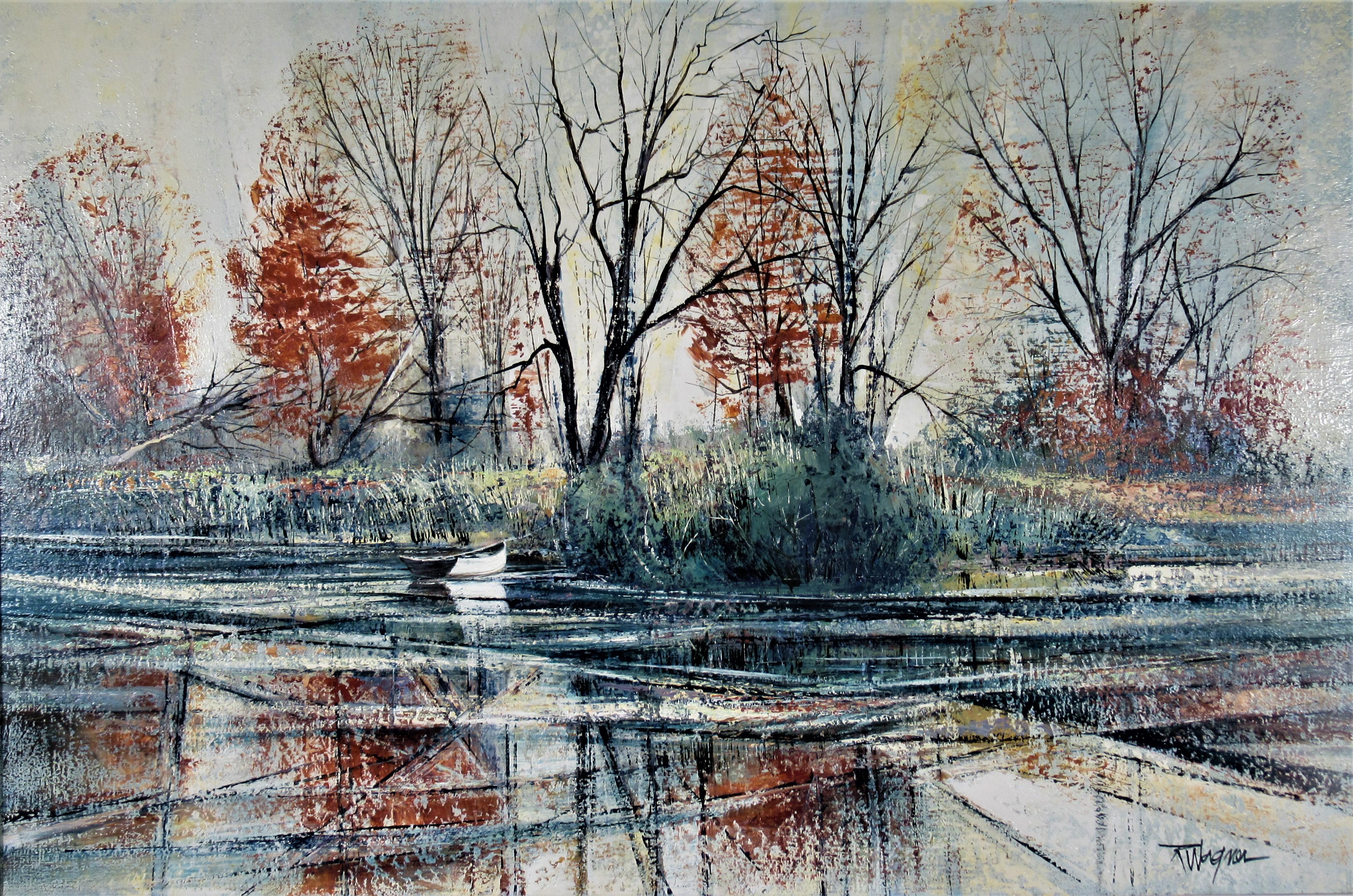 Autumn River Bank - Painting by Richard Ellis Wagner