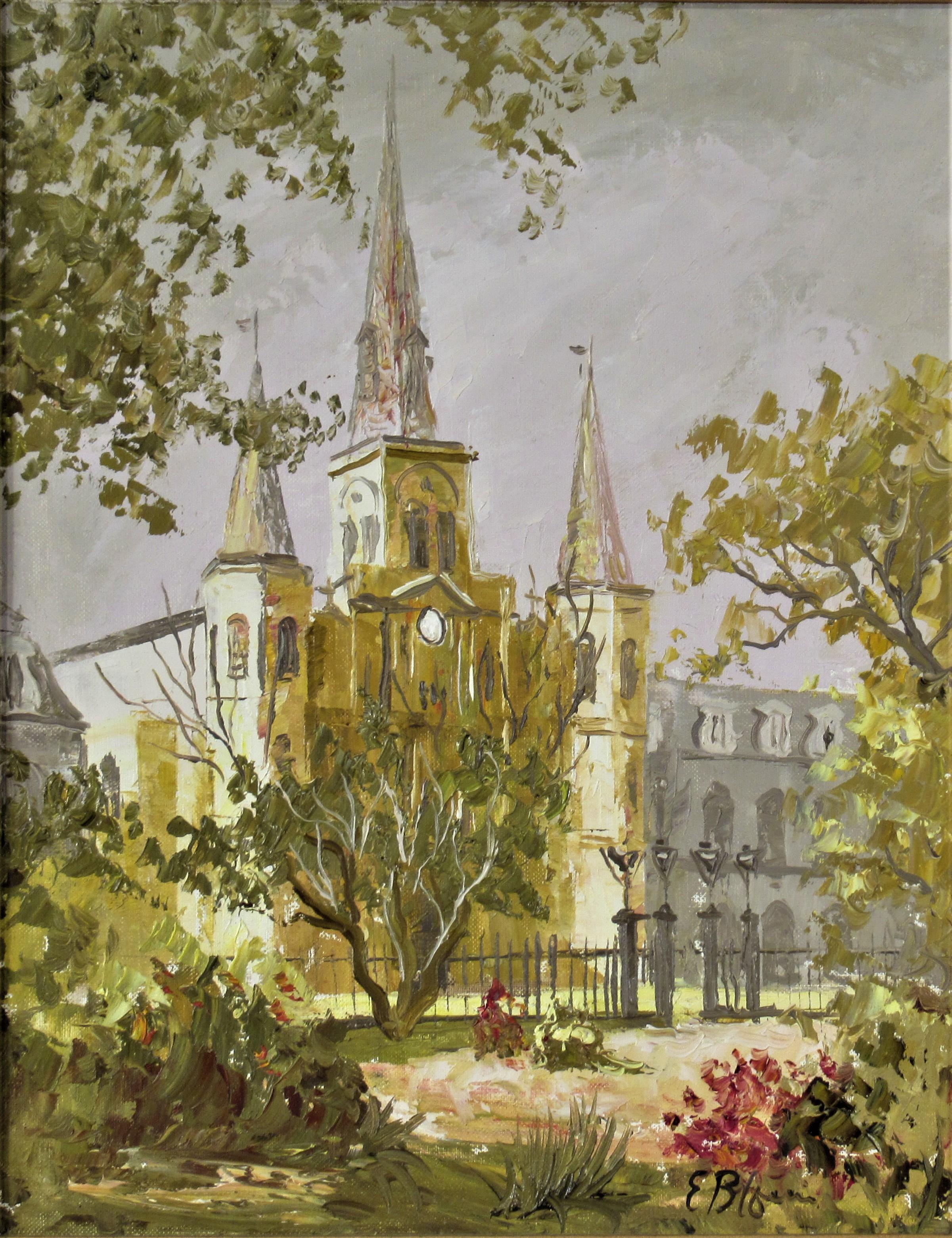 Saint Louis Cathedral, New Orleans - Painting by Edmund (Ed) Chuck Blouin