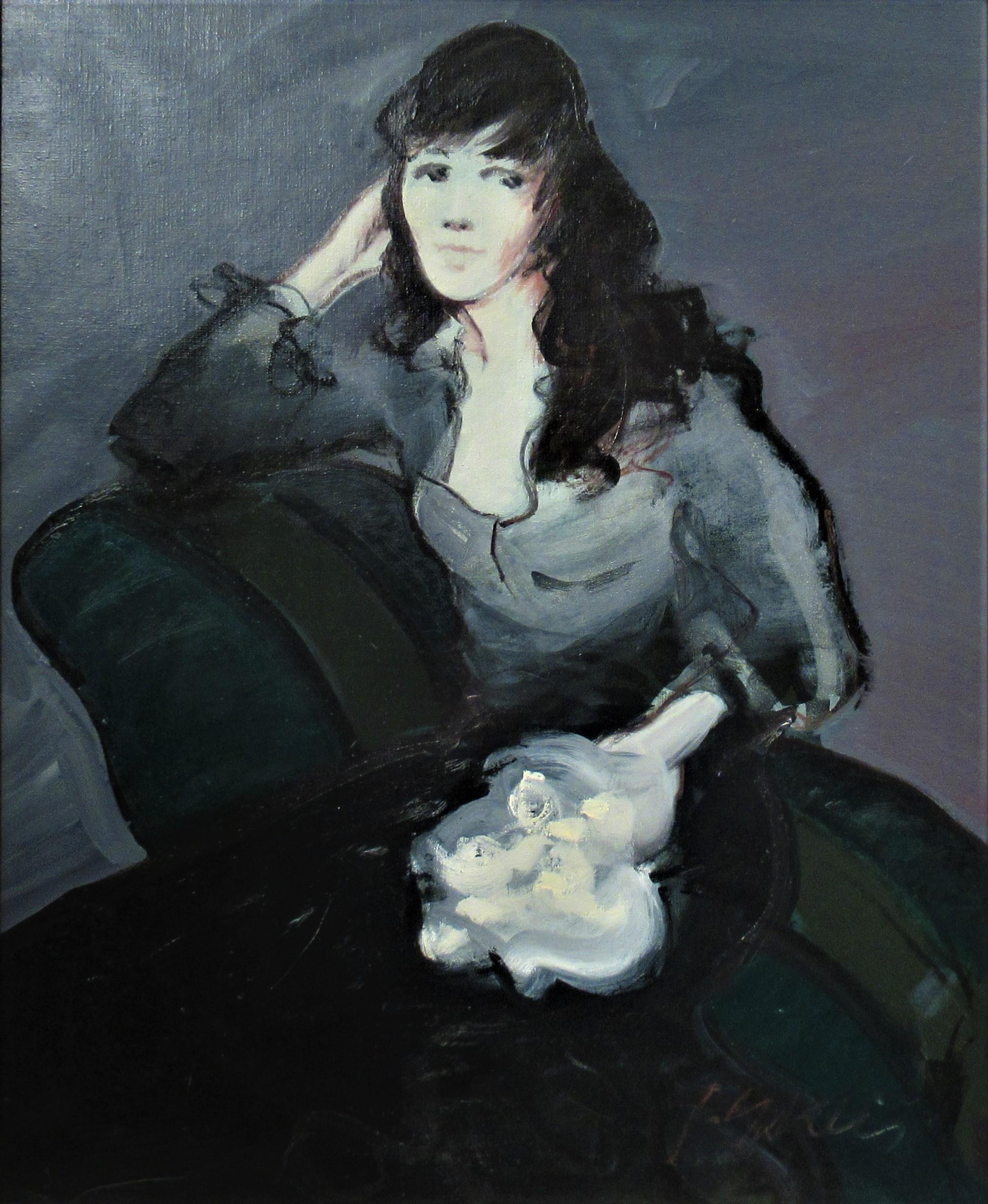 Woman with Bouquet (Femme avec bouquet - Painting de Juan Garces Espinosa