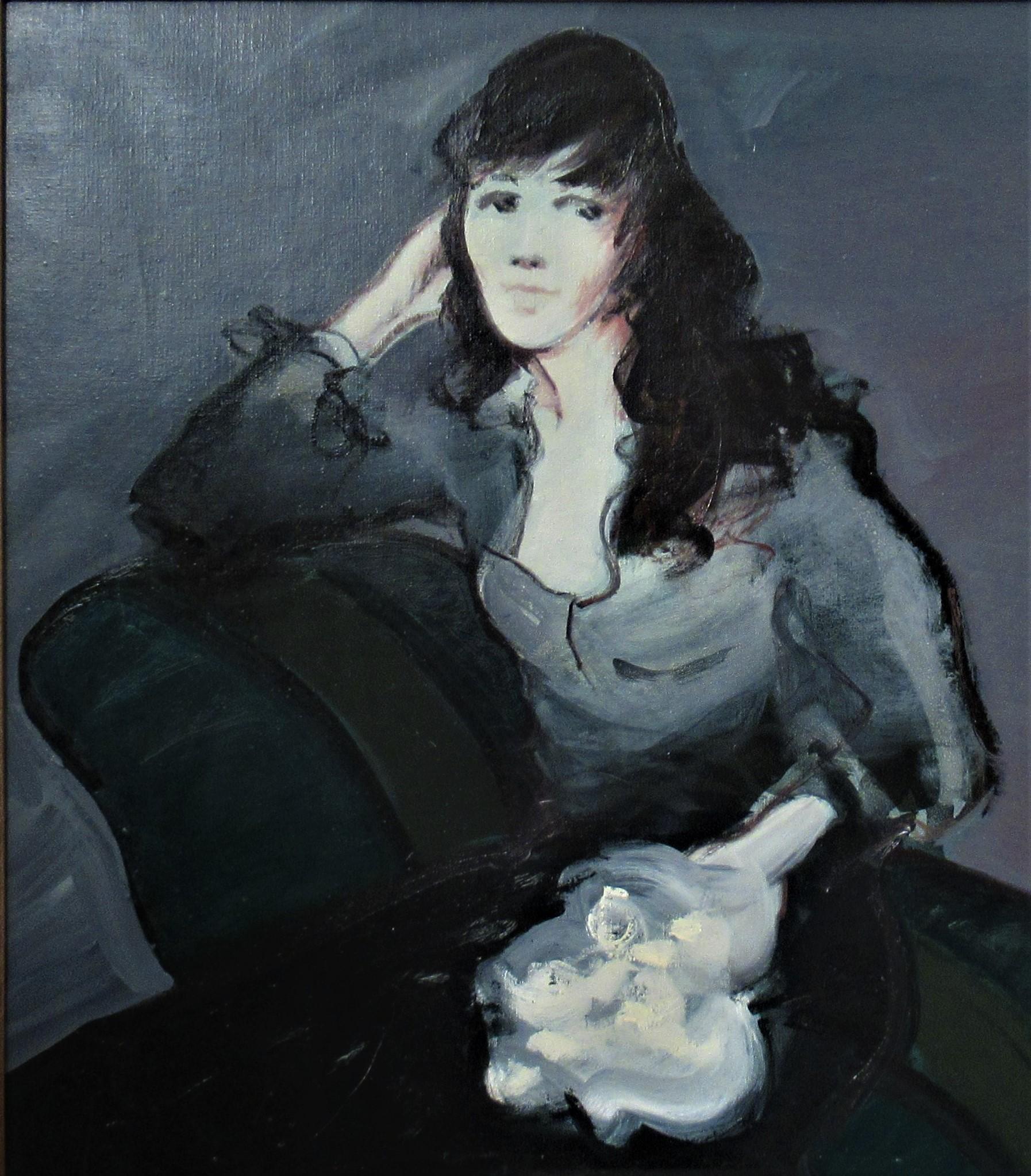 Woman mit Blumenstrauß (Impressionismus), Painting, von Juan Garces Espinosa
