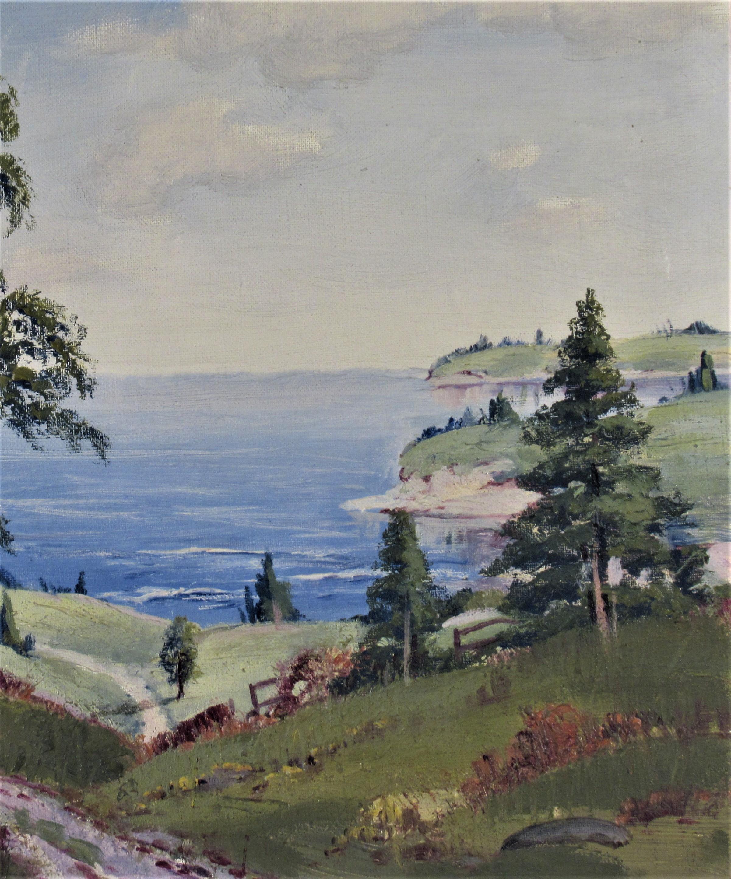 Paysage - Gris Landscape Painting par Ernest Fredericks