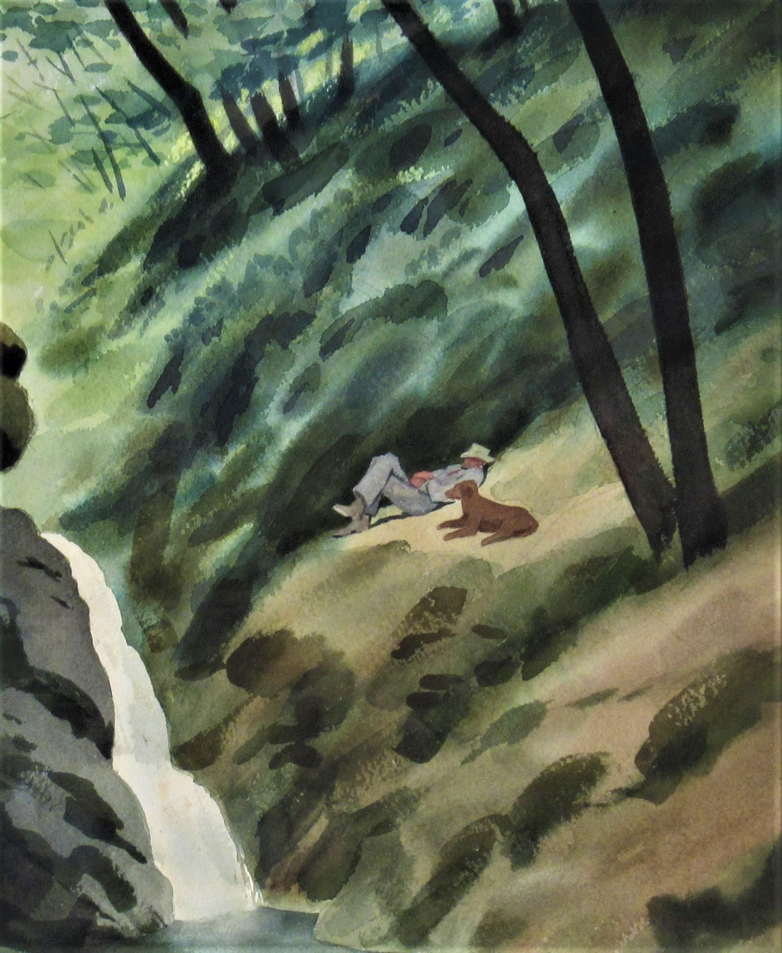 Restaurés et en train de se reposer - Impressionnisme américain Art par Nat Levy