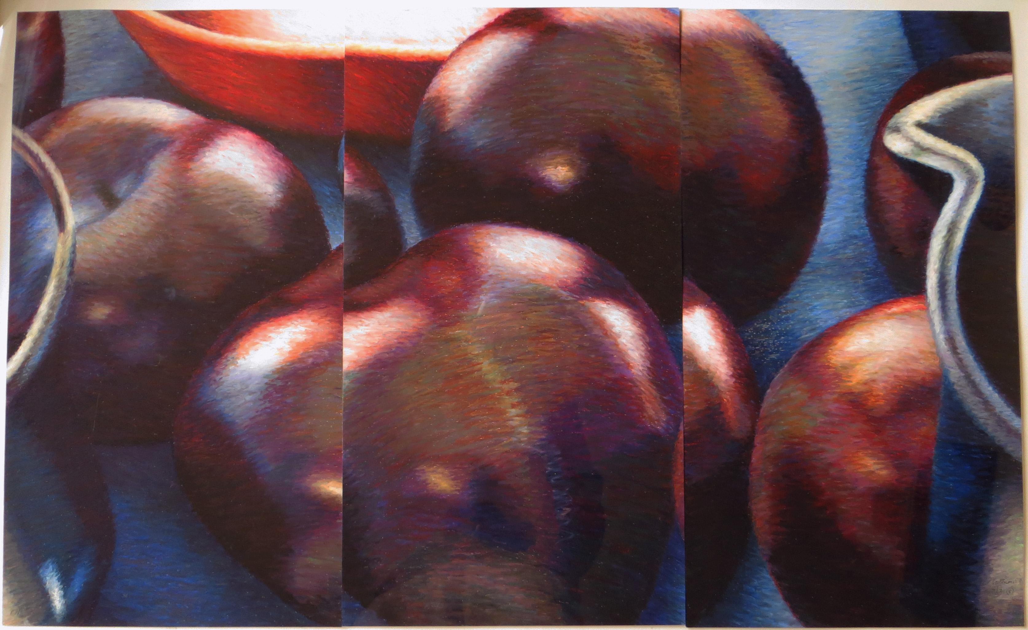 Plums #6 - Black Still-Life Painting by Phyllis Plattner