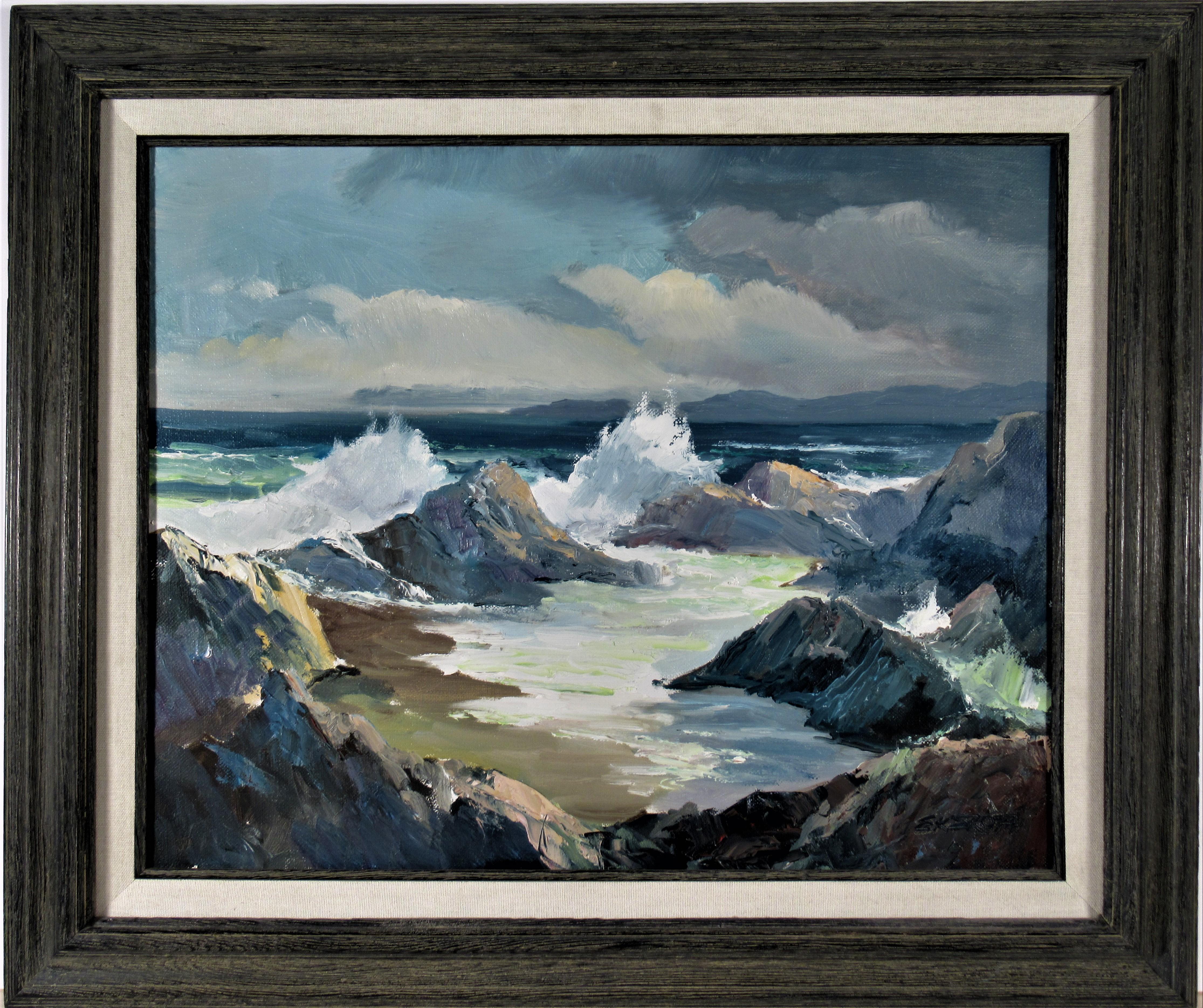 Elmer Frederick Ekeroth Figurative Painting - Seascape Near Monterey