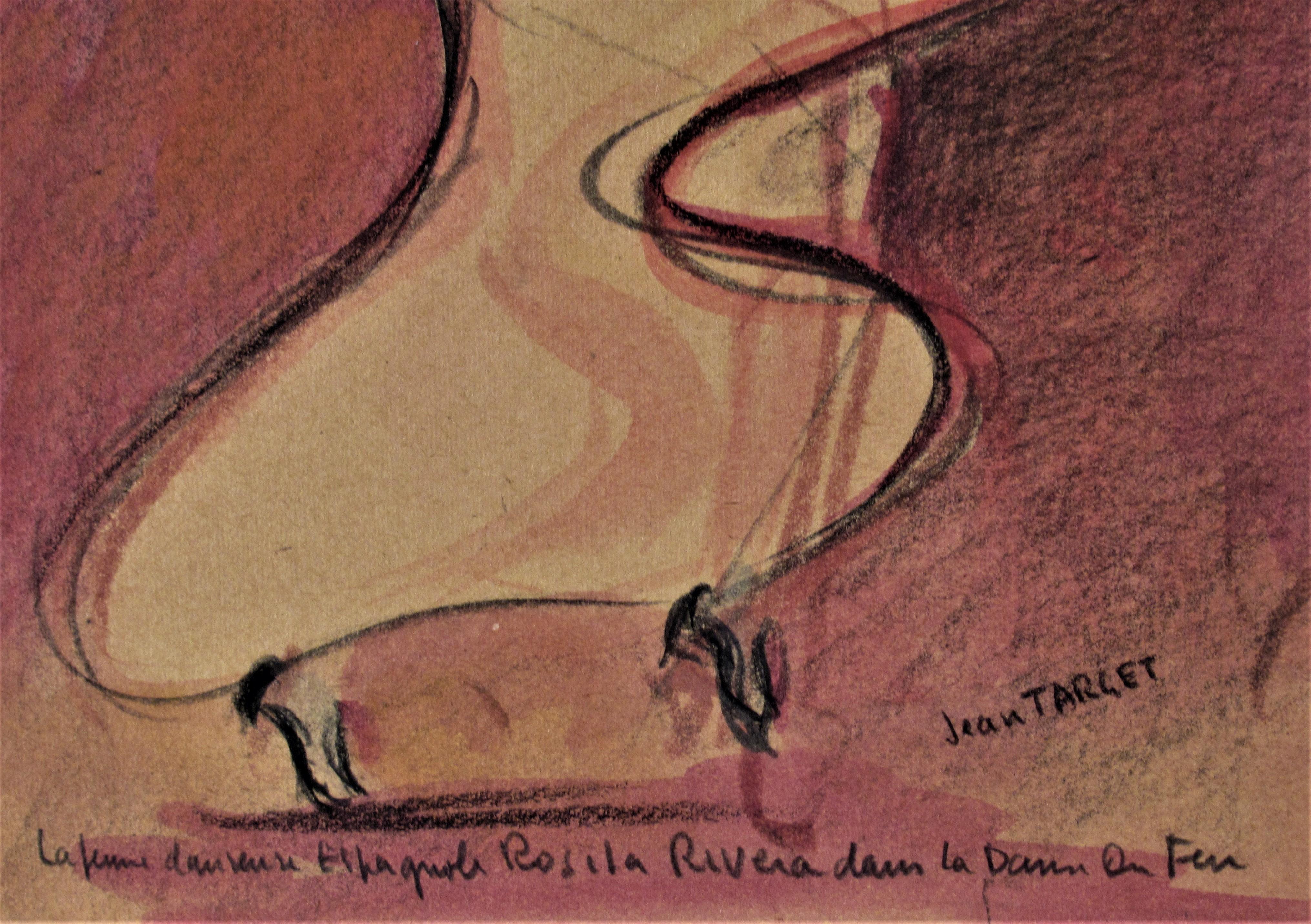 La Jeune Danseuse Espagnole Rosita Rivera, Dans la Danse du Feu - Brown Figurative Art by Jean Target