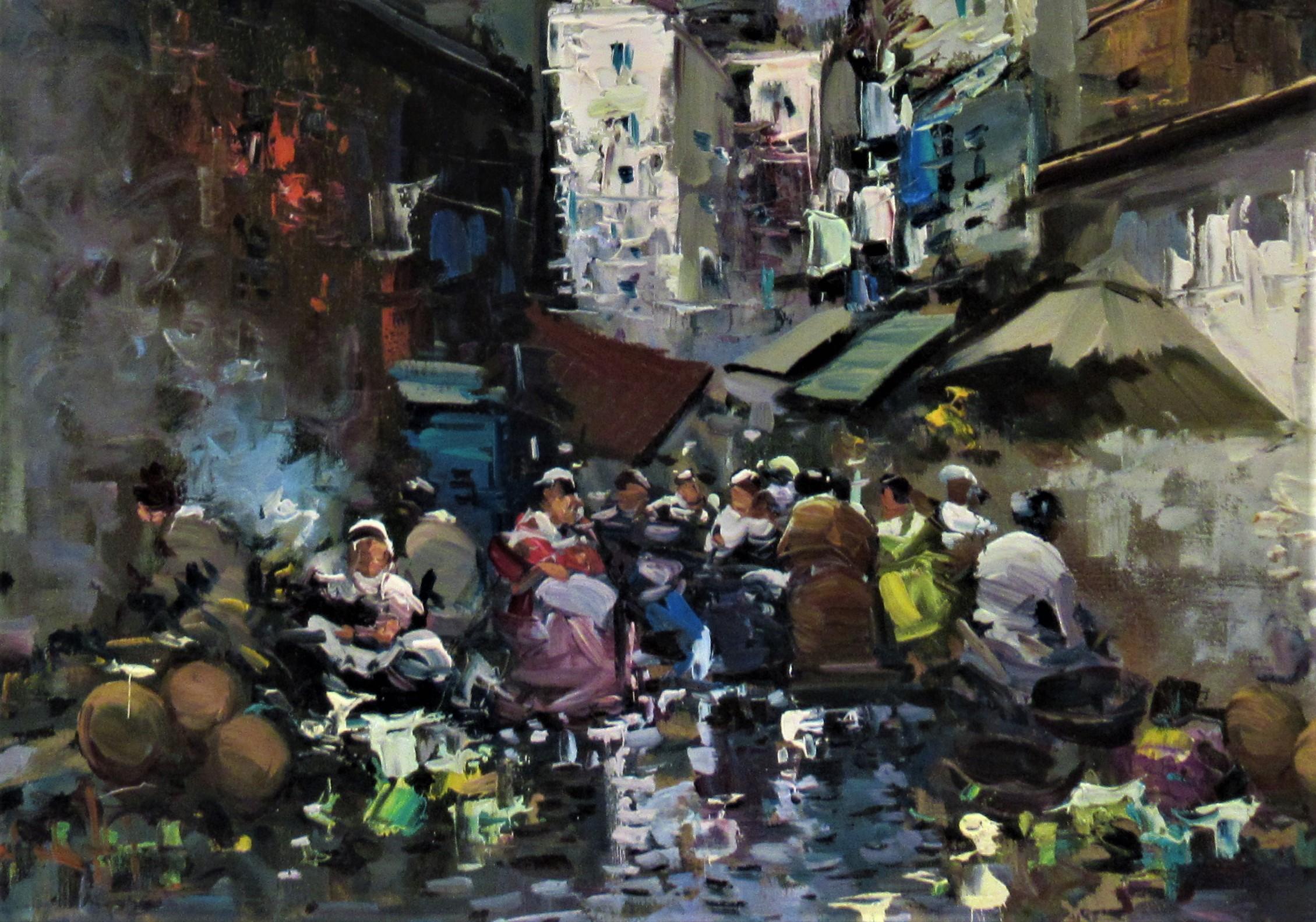 Mercato di strada - Painting Impressionismo di Giovani Guarlotti