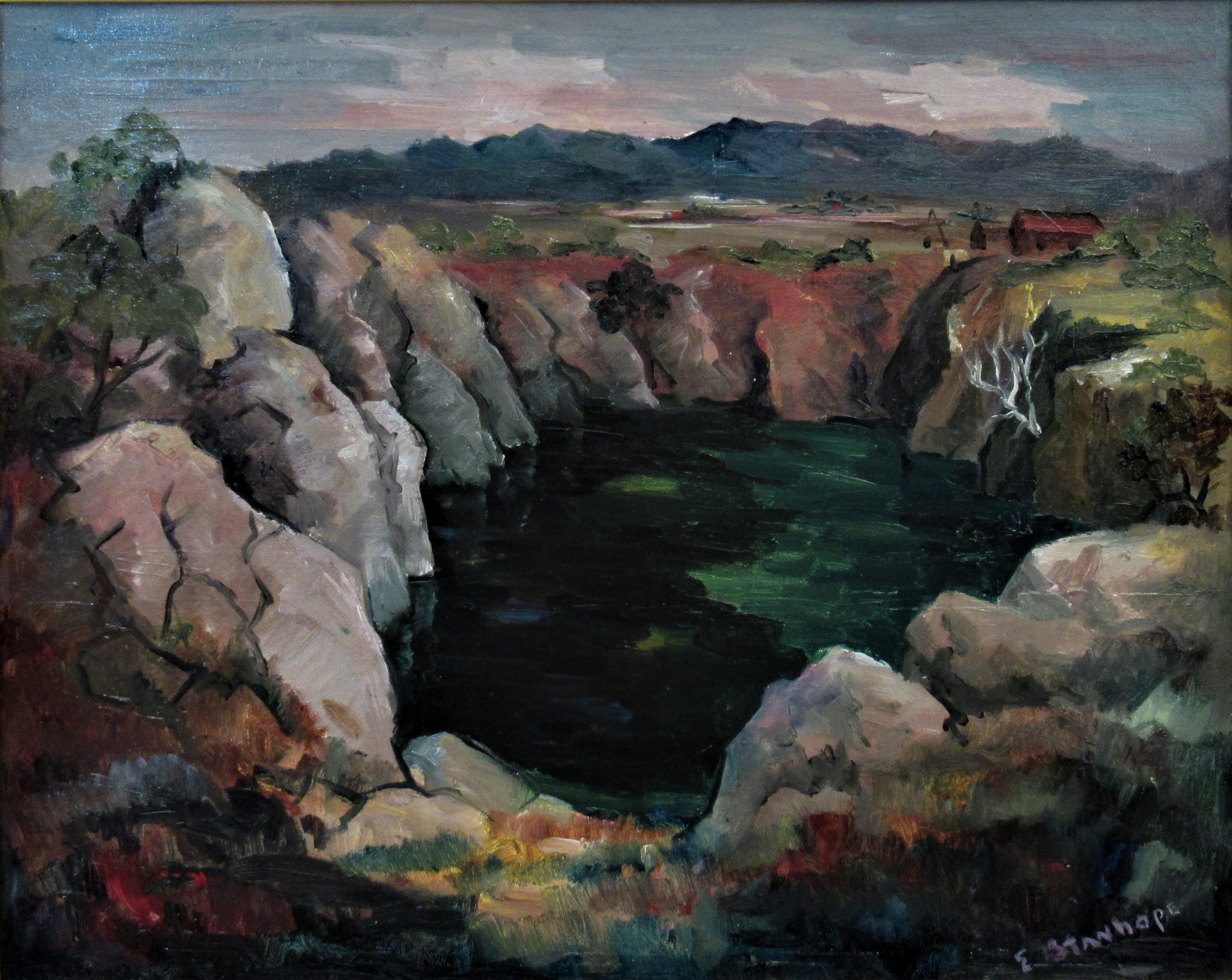 Paysage, Californie - Painting de Elmer Stanhope