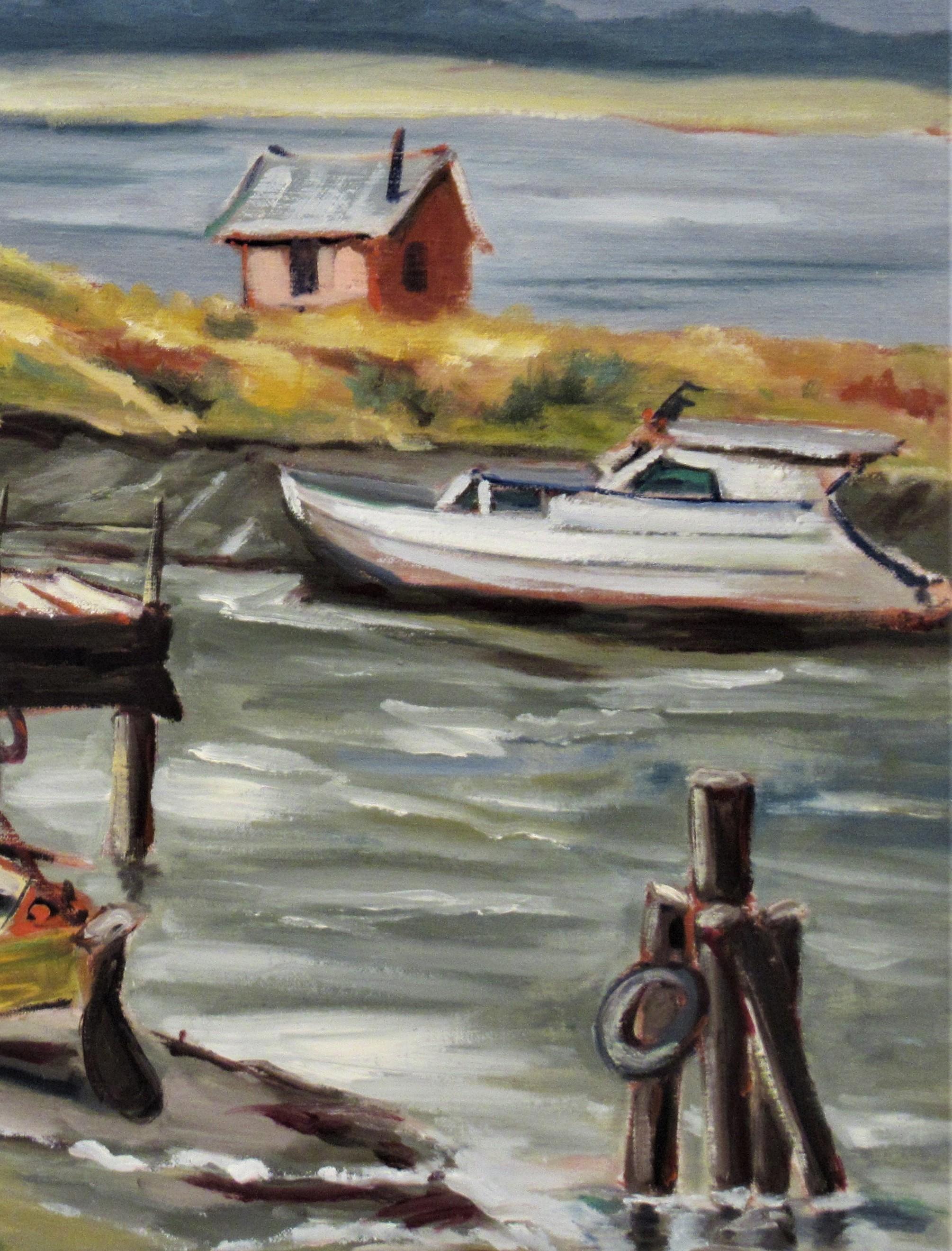 La Marina, Sausalito - Impressionnisme américain Painting par Clifford Holmes