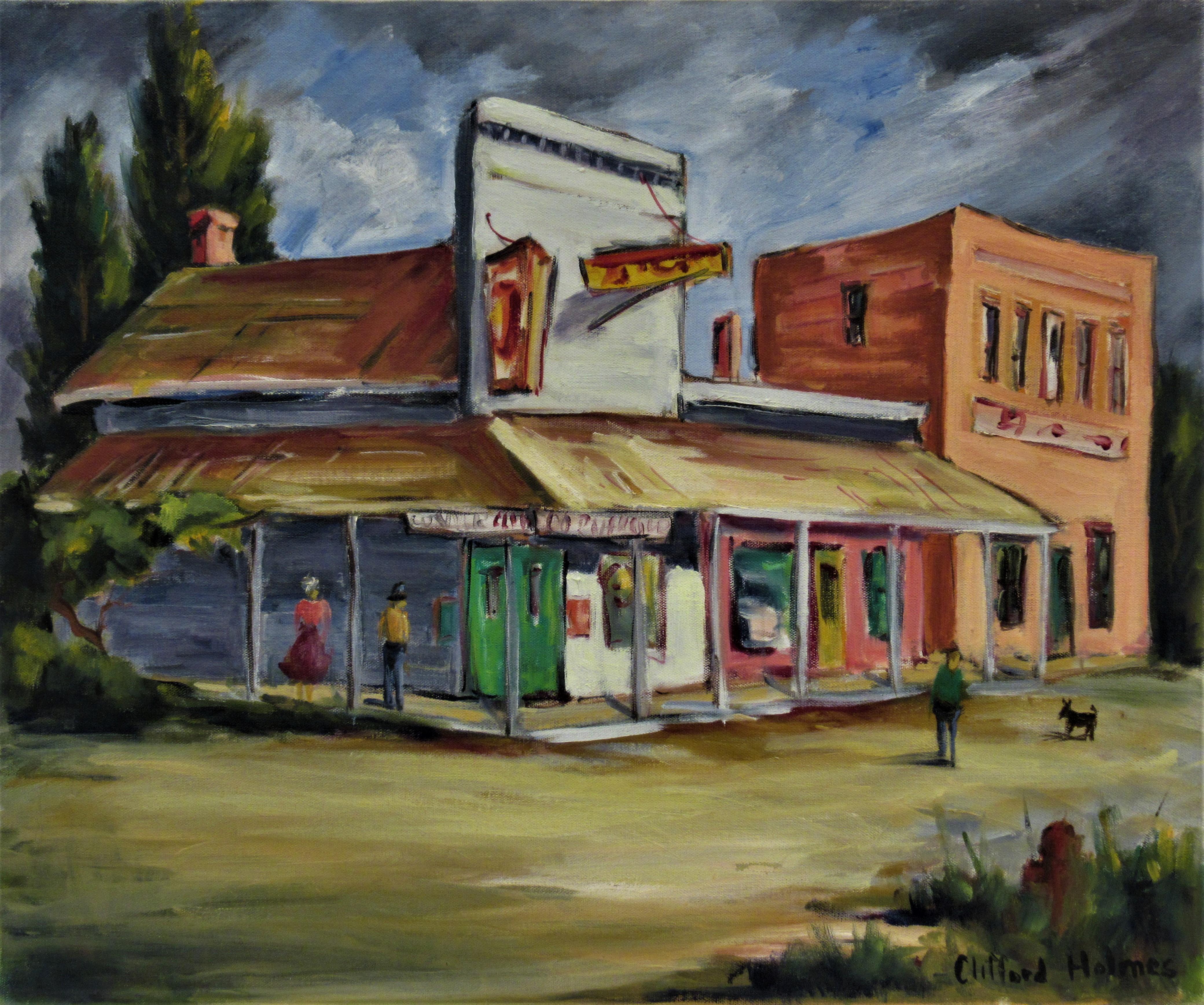 Clifford Holmes Landscape Painting - The Corner Store, Near Mendocino