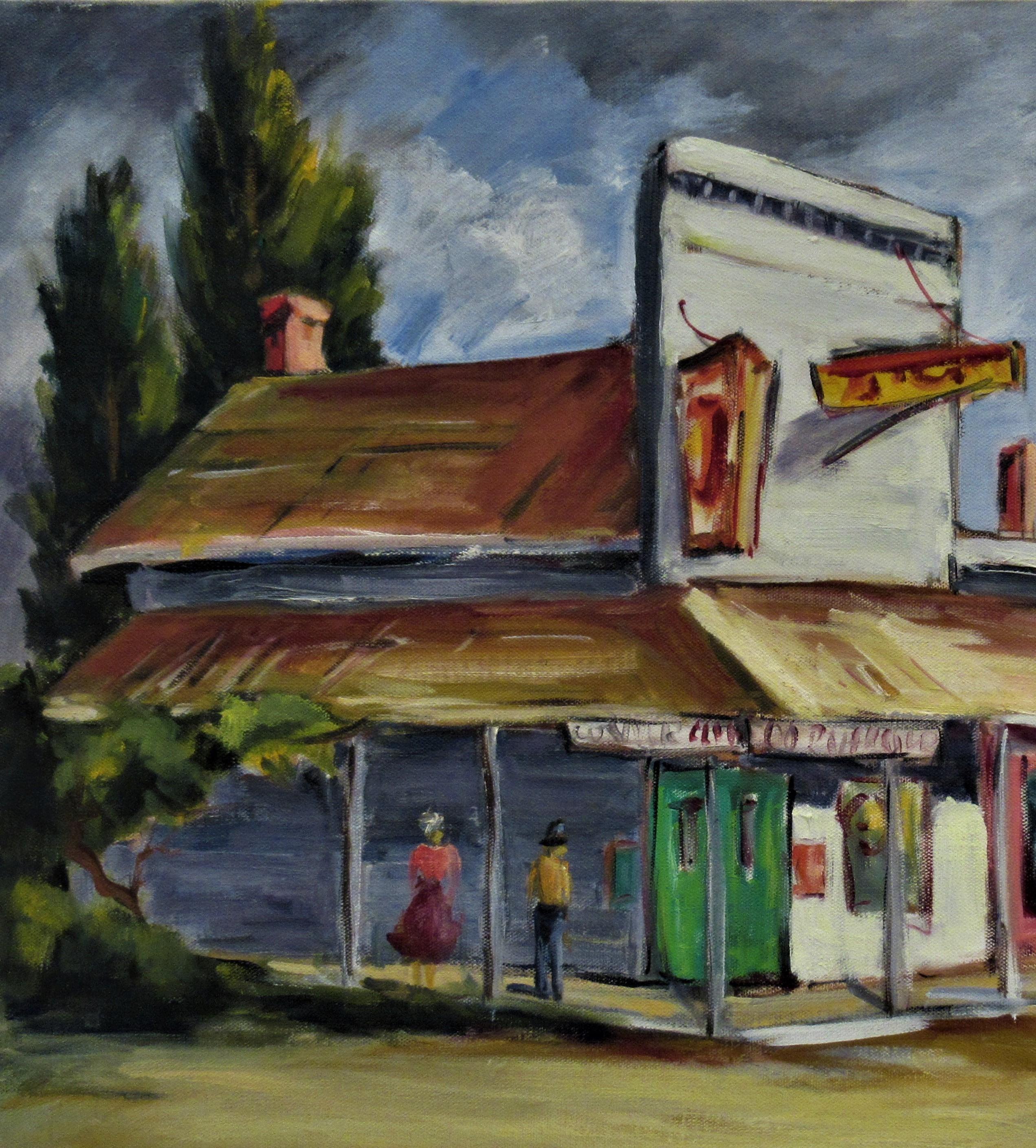 The Corner Store, Near Mendocino - Painting by Clifford Holmes
