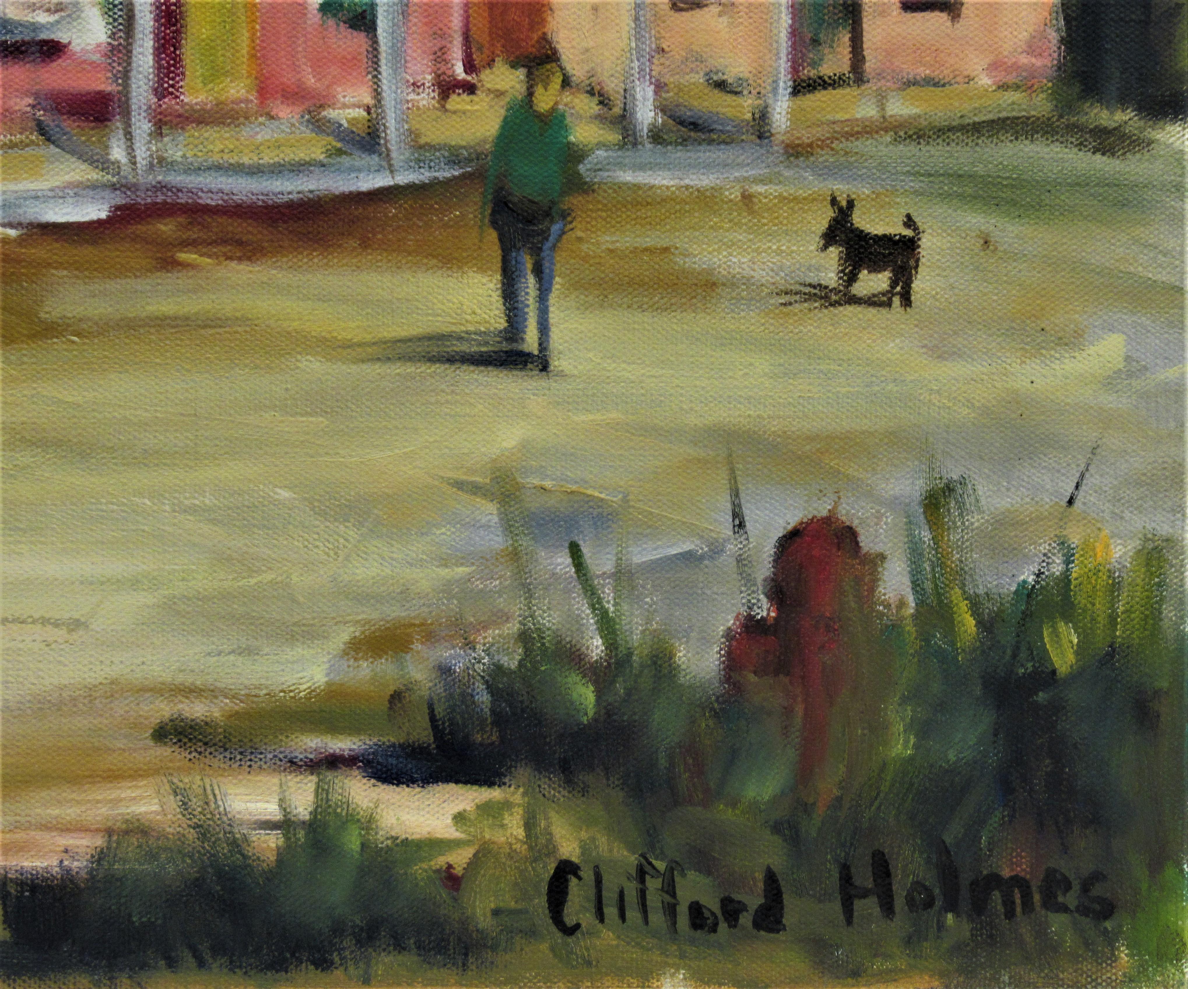 Il Corner Store, vicino a Mendocino - Landscape Painting Nero di Clifford Holmes