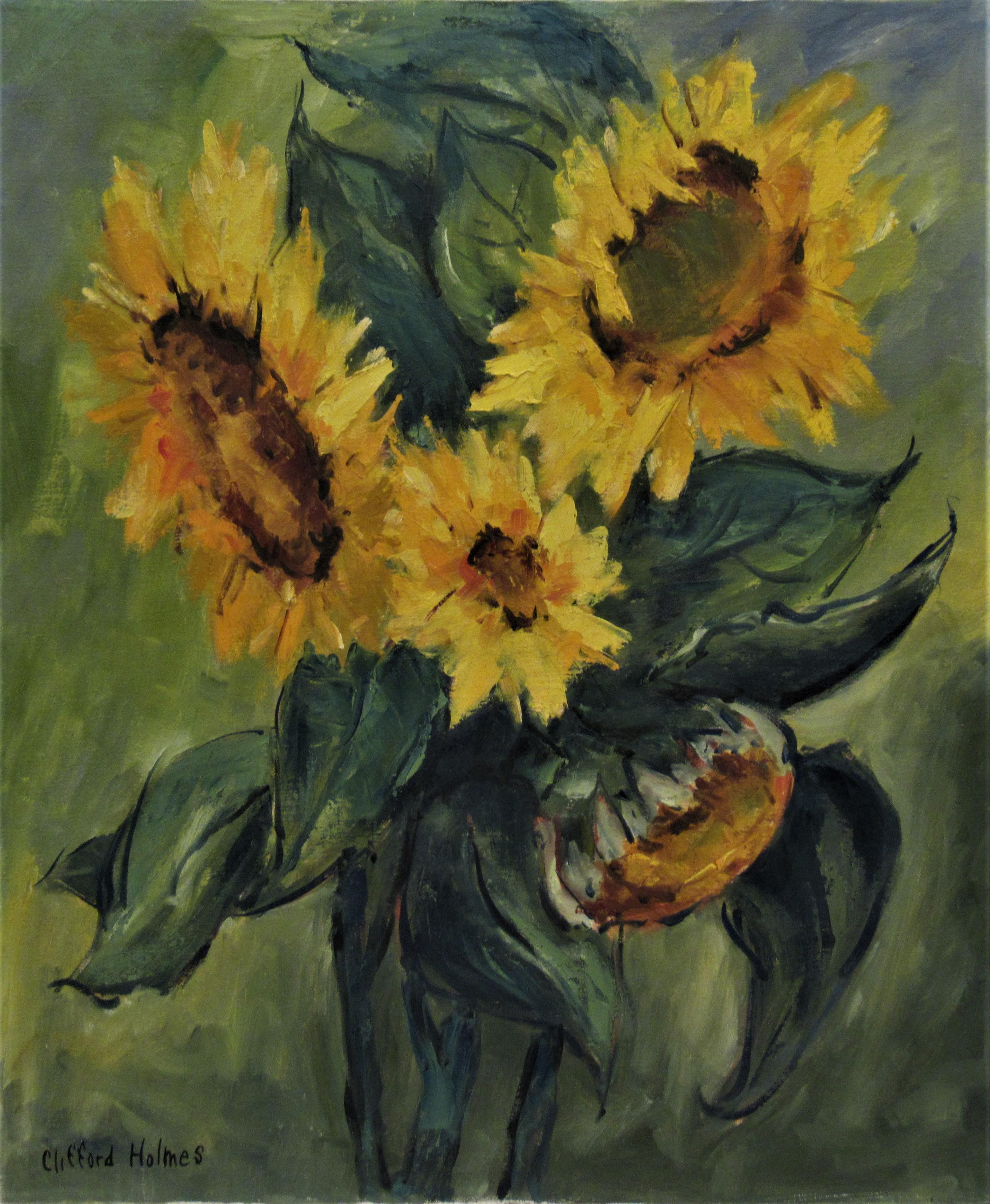 Clifford Holmes Figurative Painting - Sunflowers