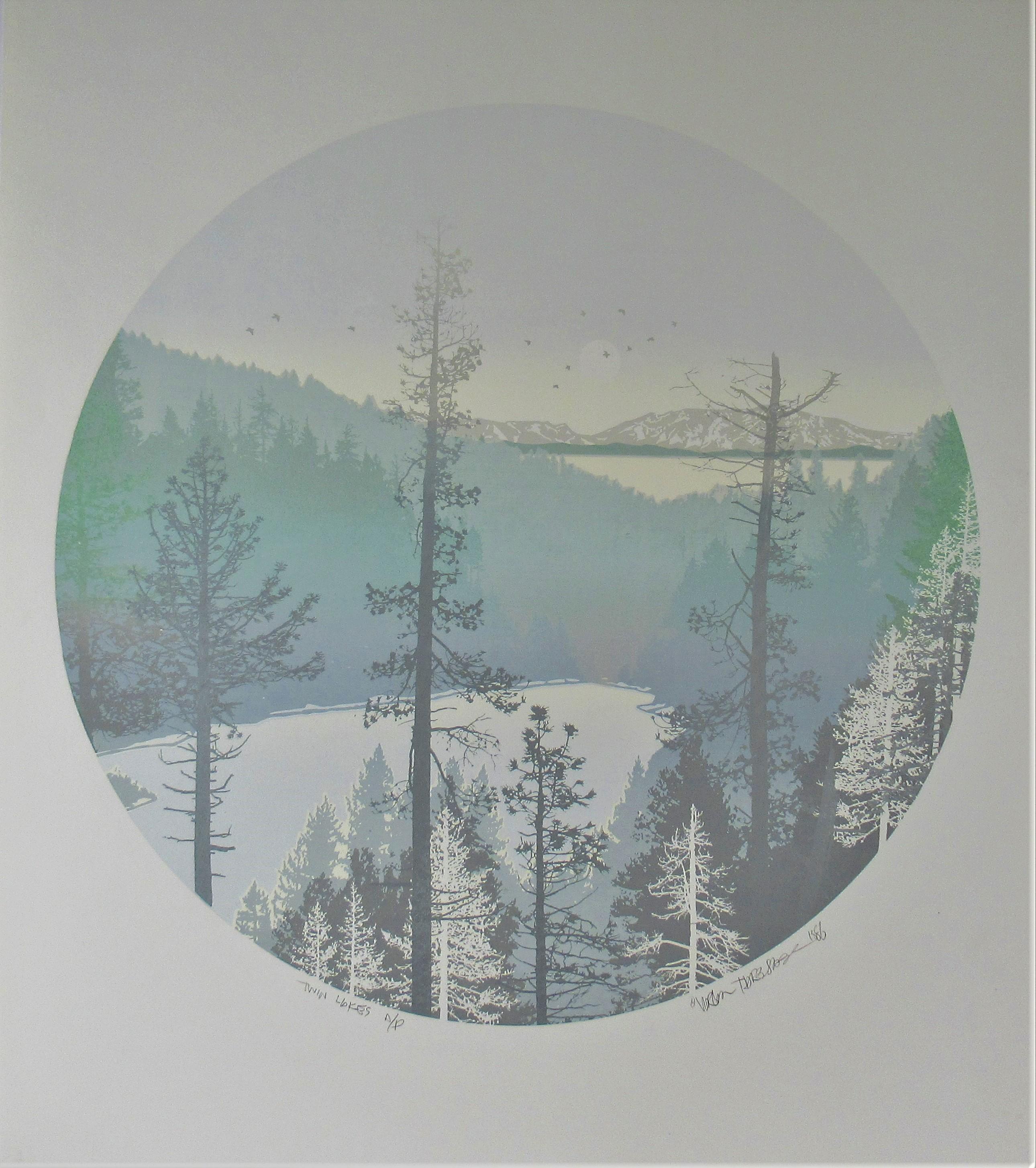 Pair of serigraphs, Twin Lake and Lake View - Print by Virgil Trasher
