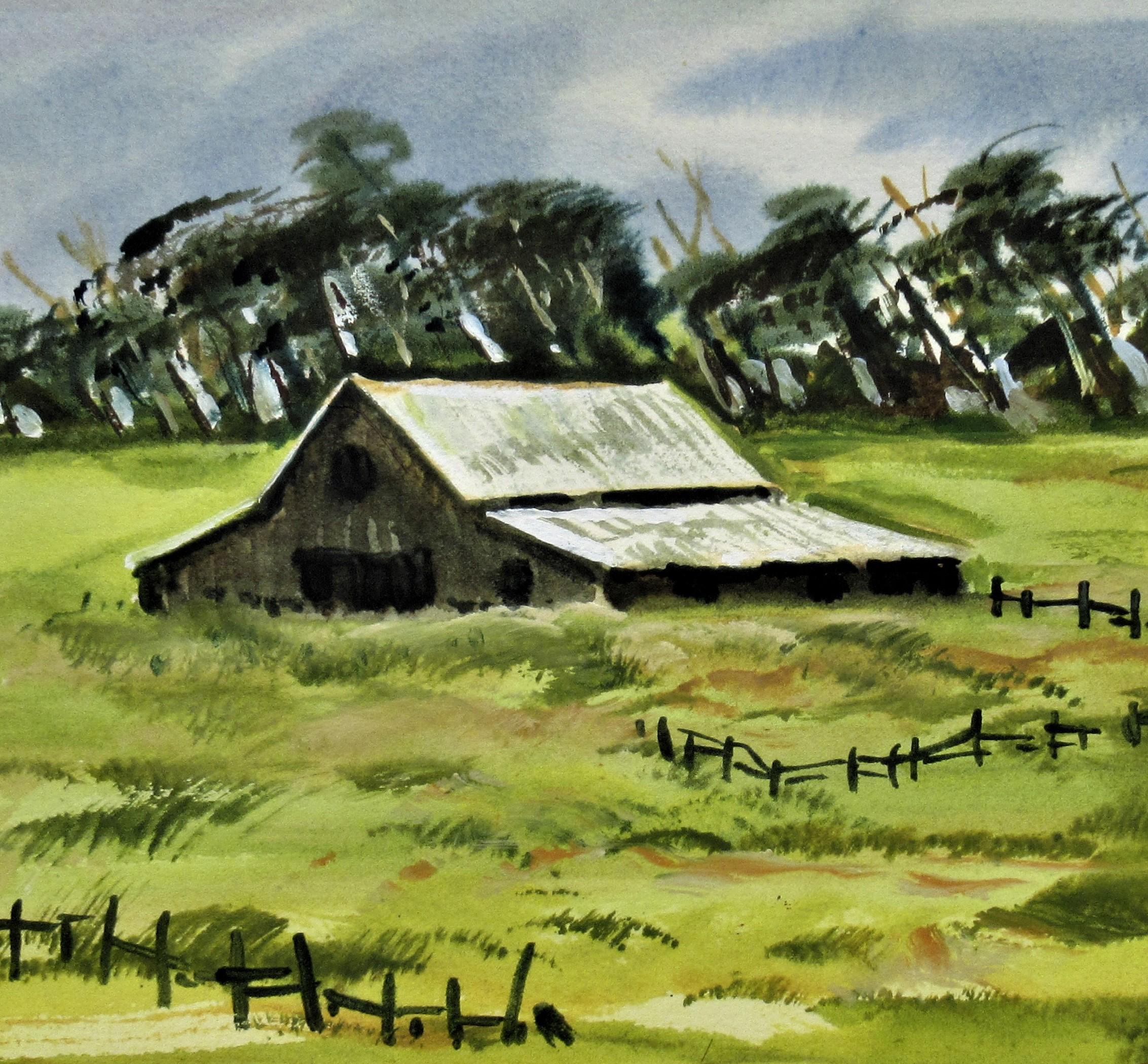 Landscape with Barn III - Art by Lewis Suzuki
