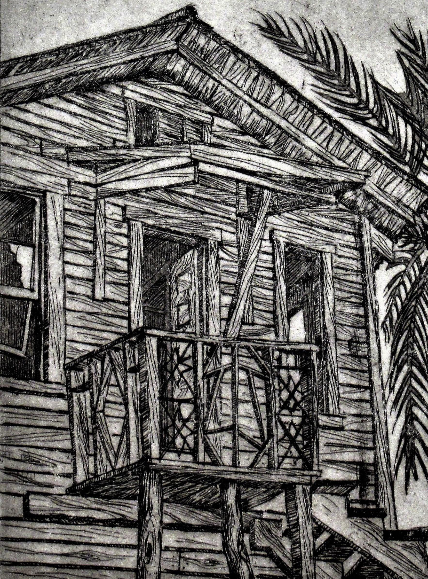 La Casa Vieja - Print impresionista estadounidense de Arnold A. Grossman