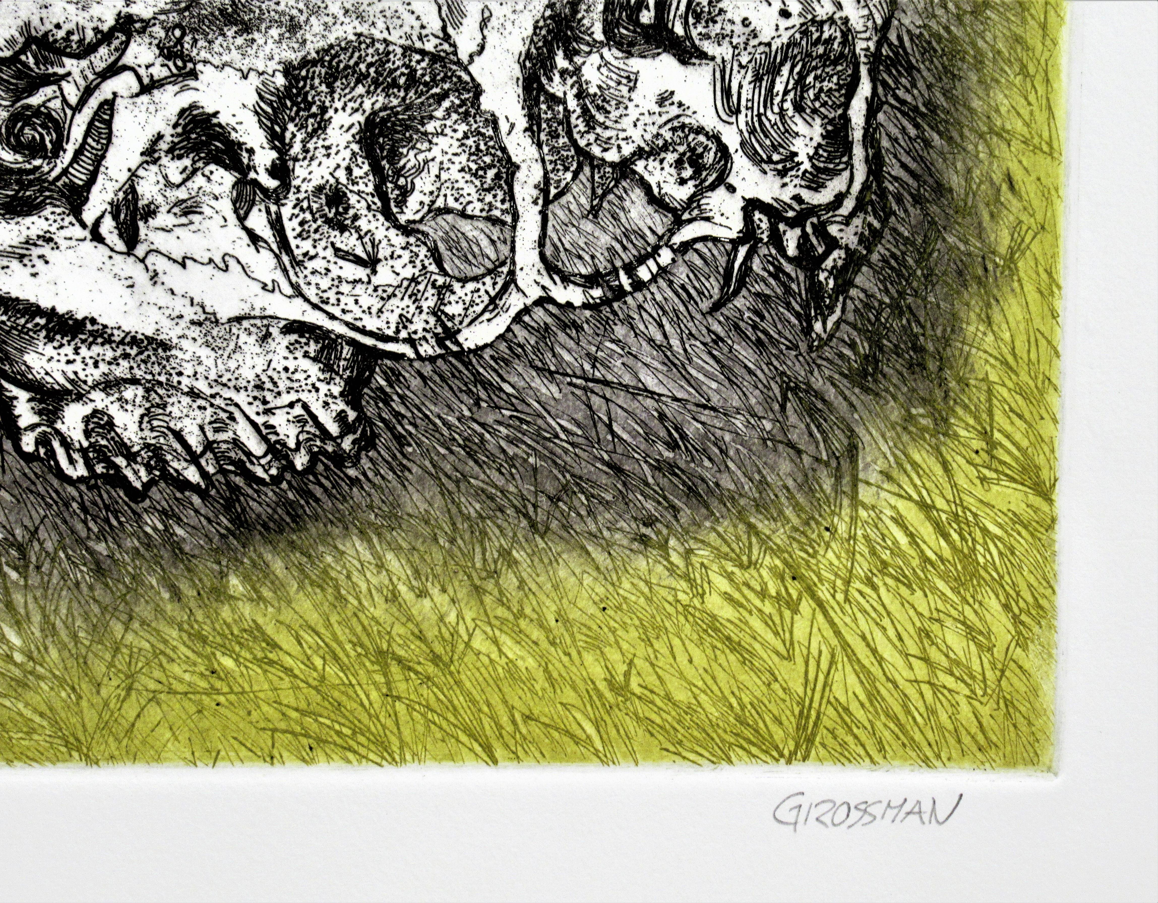 Skull - American Impressionist Print by Arnold A. Grossman