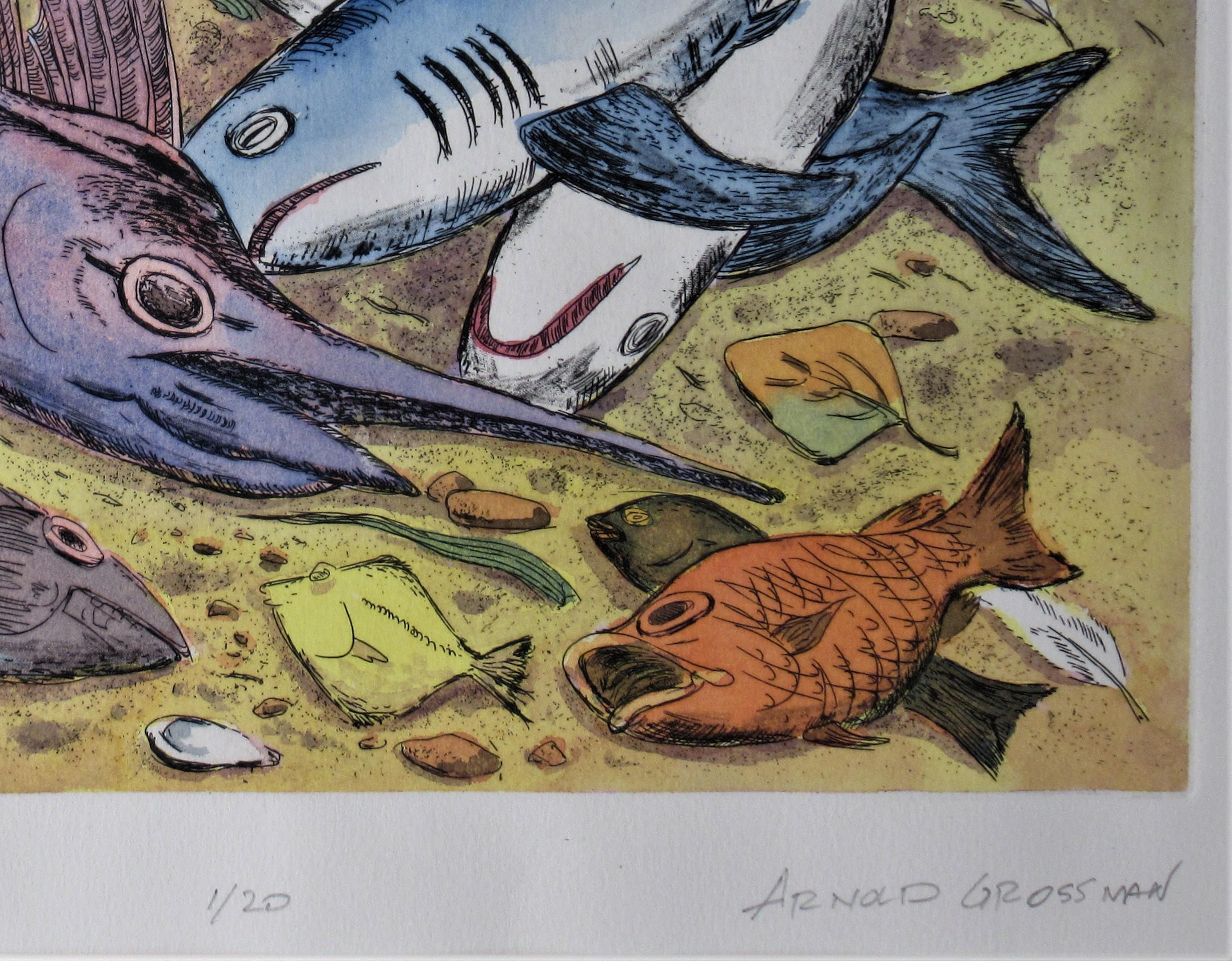 Puerto Escondido - Gris Figurative Print par Arnold A. Grossman