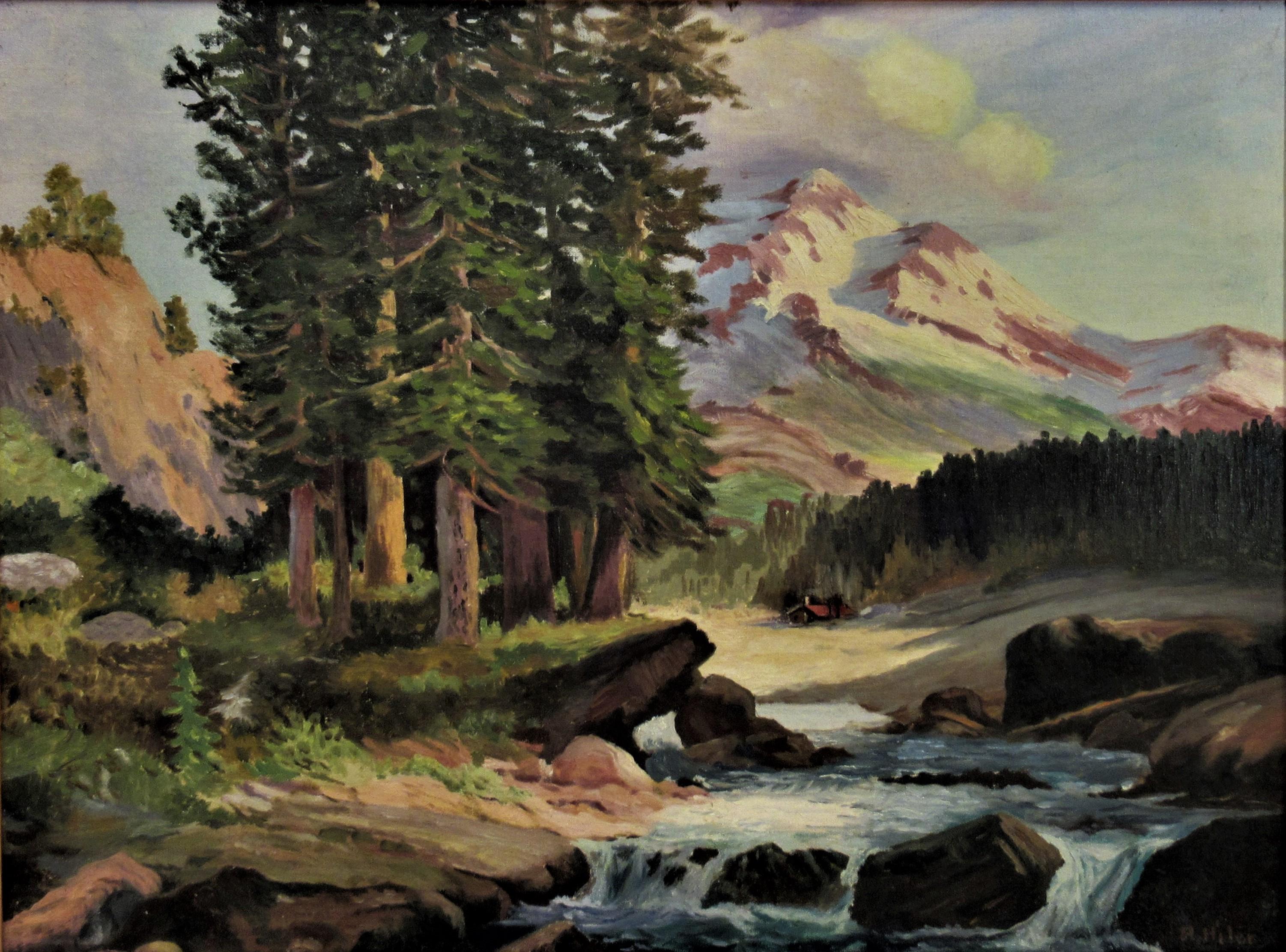 Paysage californien, près du lac Tahoe - Painting de Pauline Gard Hiler