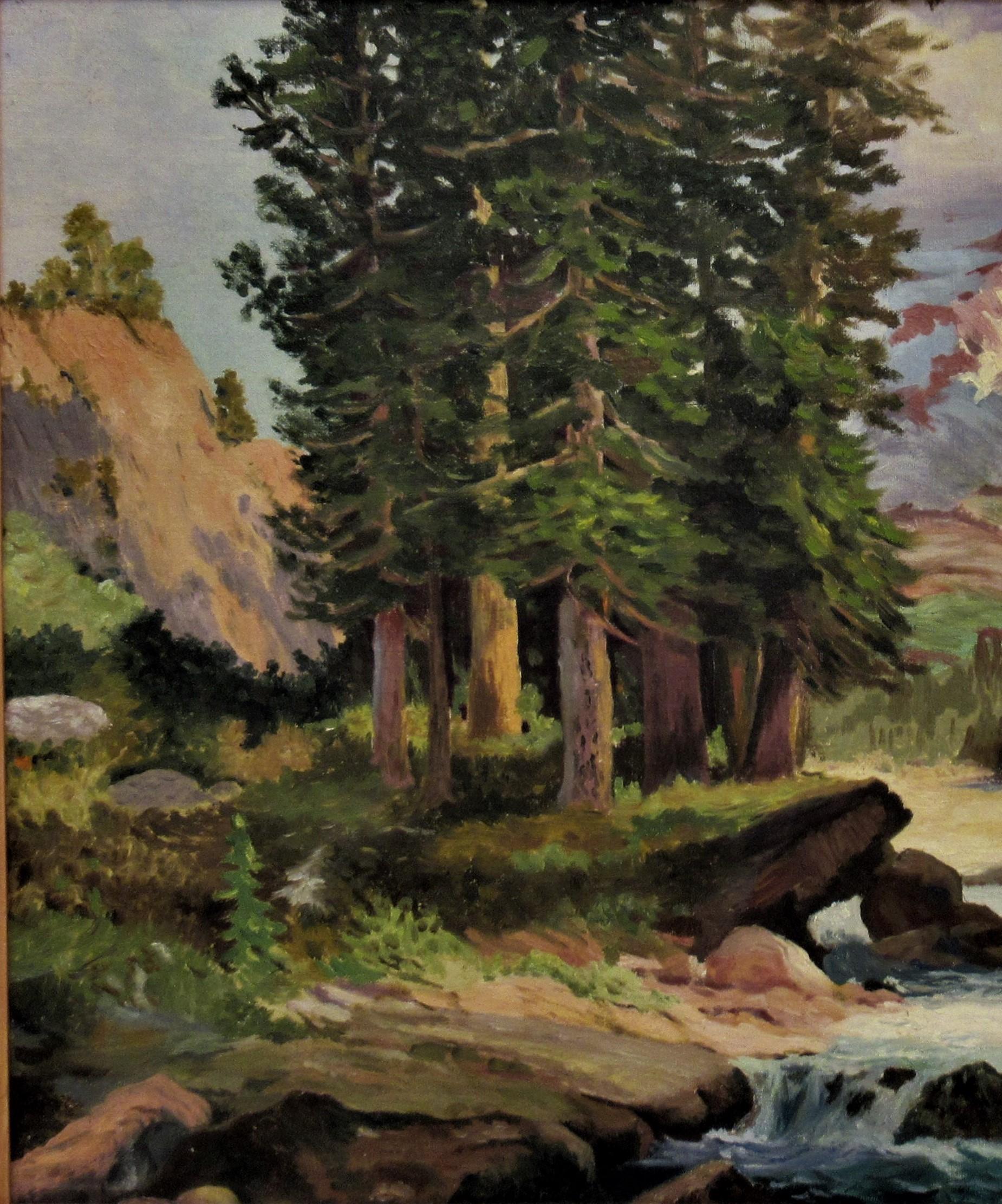 Paysage californien, près du lac Tahoe - Impressionnisme américain Painting par Pauline Gard Hiler