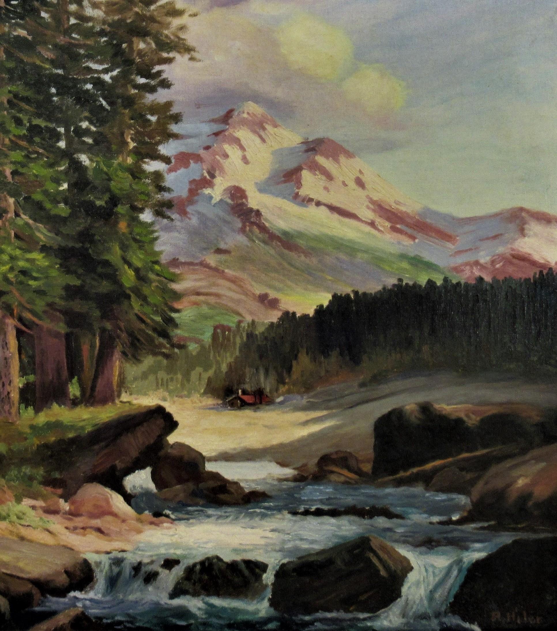 Kalifornien Landschaft, nördlich des Lake Tahoe (Braun), Figurative Painting, von Pauline Gard Hiler