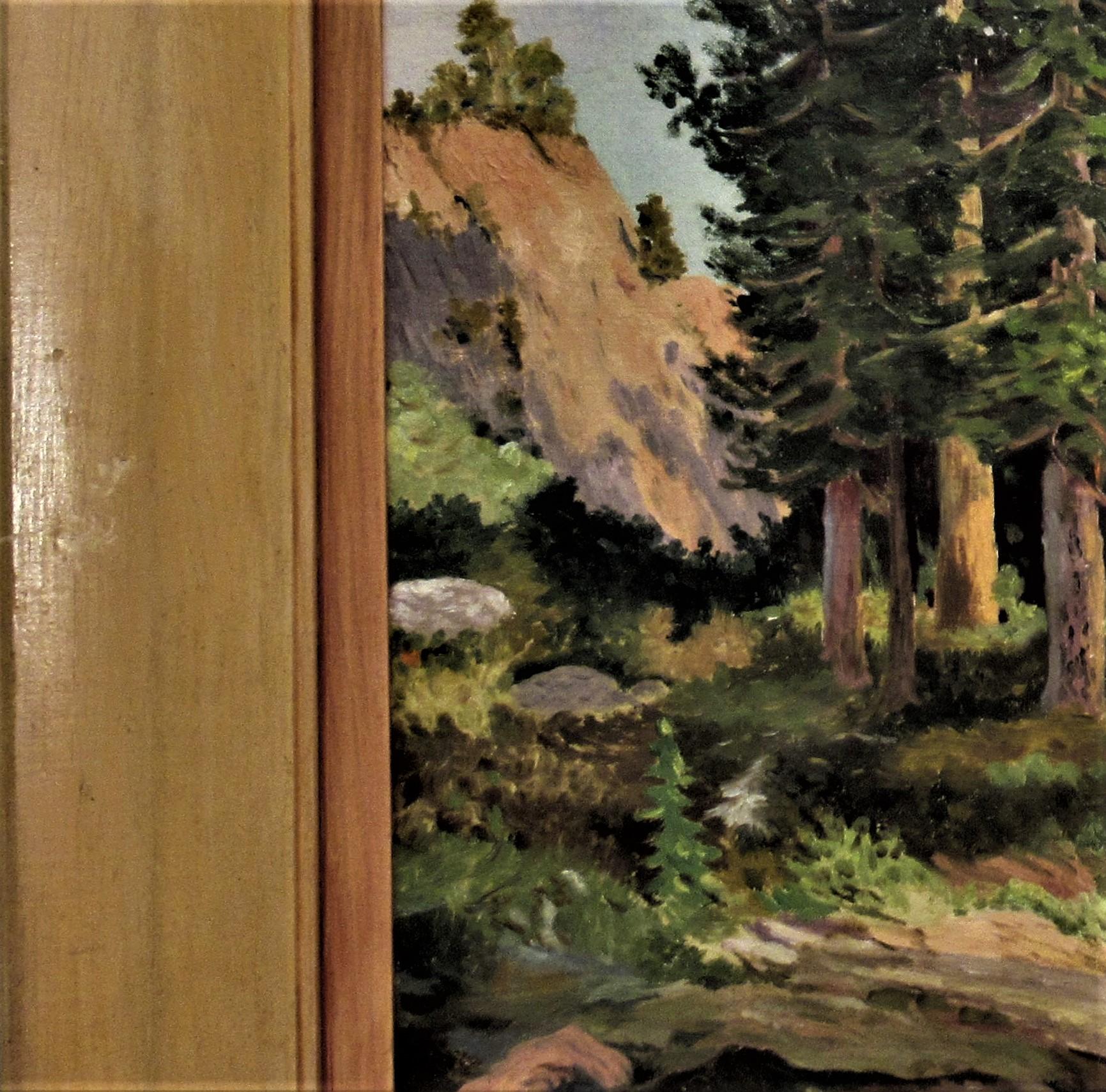 California Landscape, Near Lake Tahoe - Brown Figurative Painting by Pauline Gard Hiler