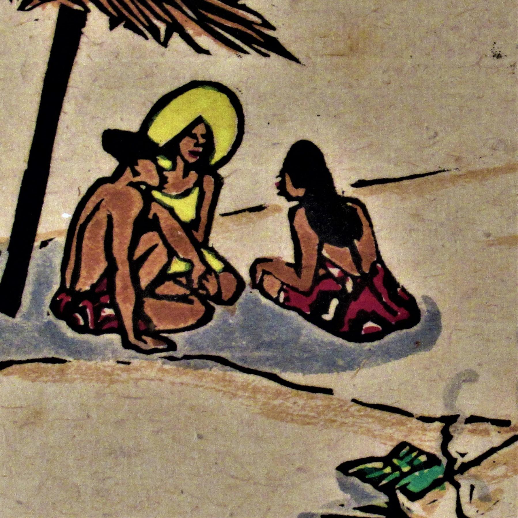 Tahiti, Sur la Plage (Tahiti, On the Beach) - Other Art Style Mixed Media Art by Wolfgang Wolff