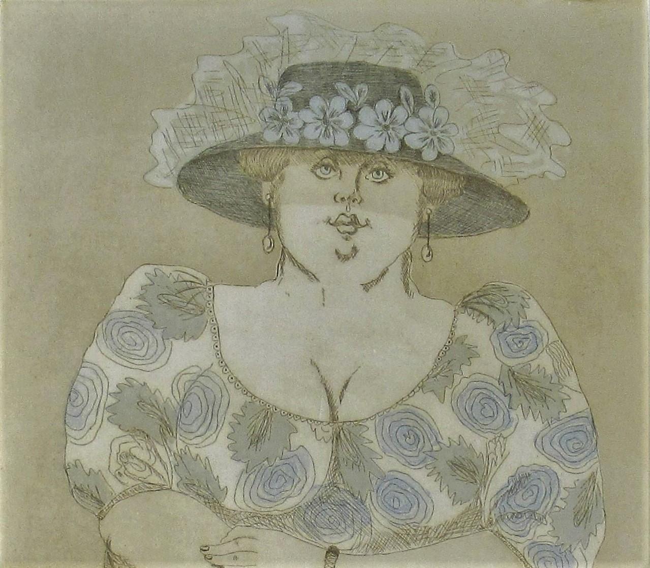 Frau mit Früchten (Romantik), Print, von Norha Beltran