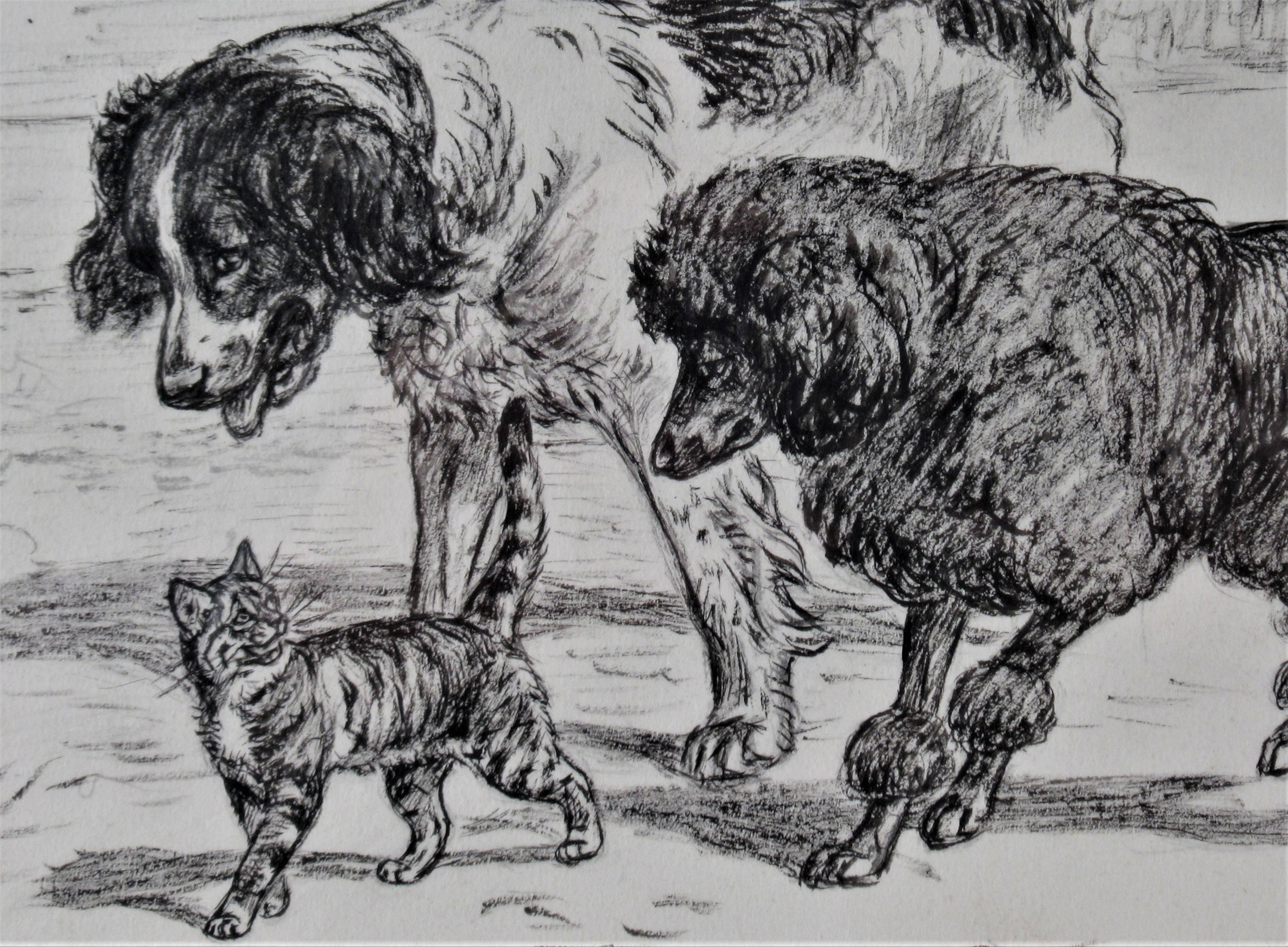 two dogs drawing