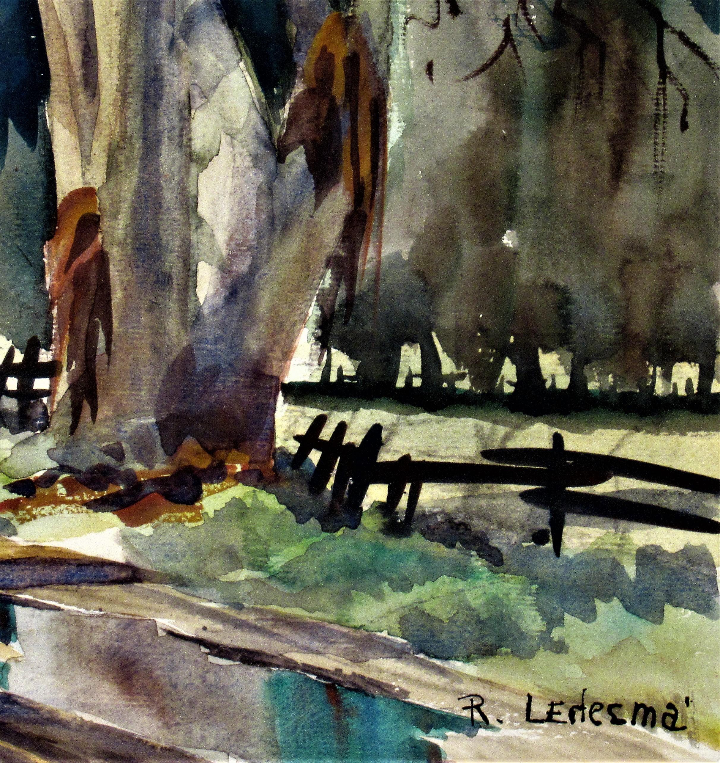 Country Trail, California - Gray Landscape Art by Ralph Ledesma