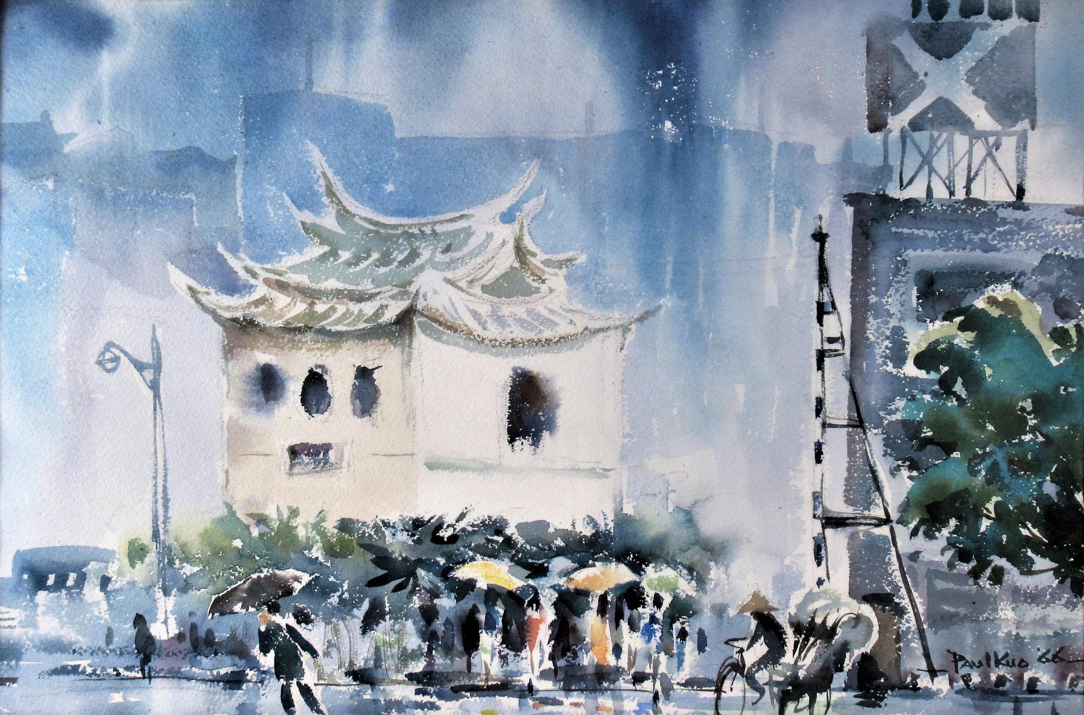 Chinatown Under the Rain - Art by Paul Kuo