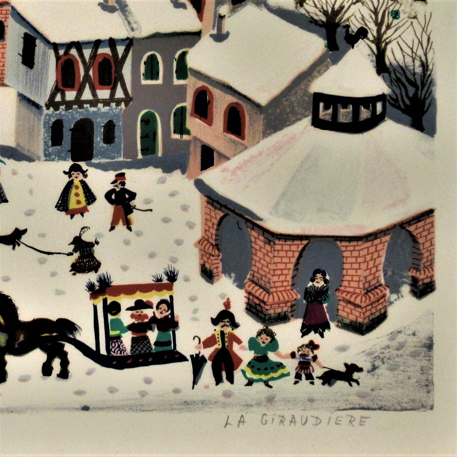 Village en Hiver - Artisanat Print par Madeleine (Mady) De La Giraudiere