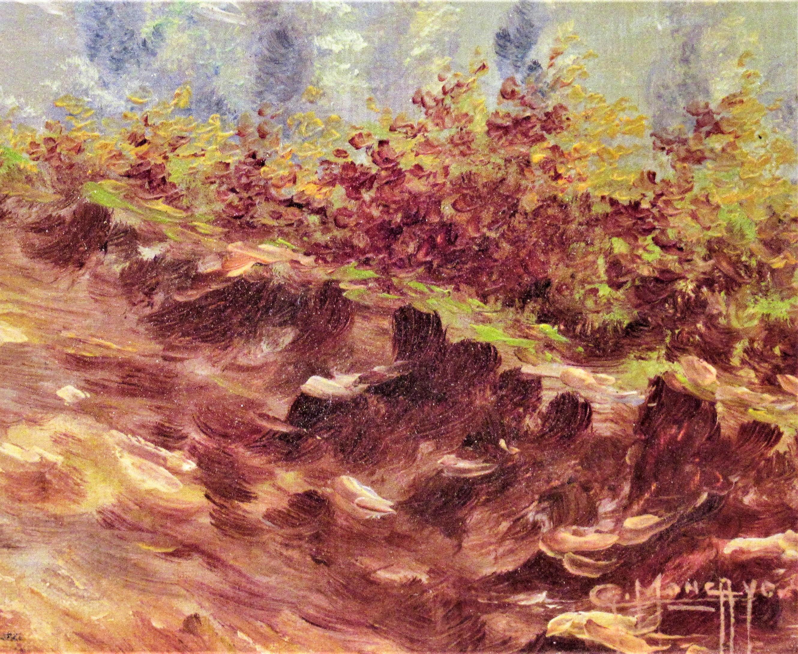 Landschaft mit Llamas (Braun), Figurative Painting, von Gustavo Moncayo