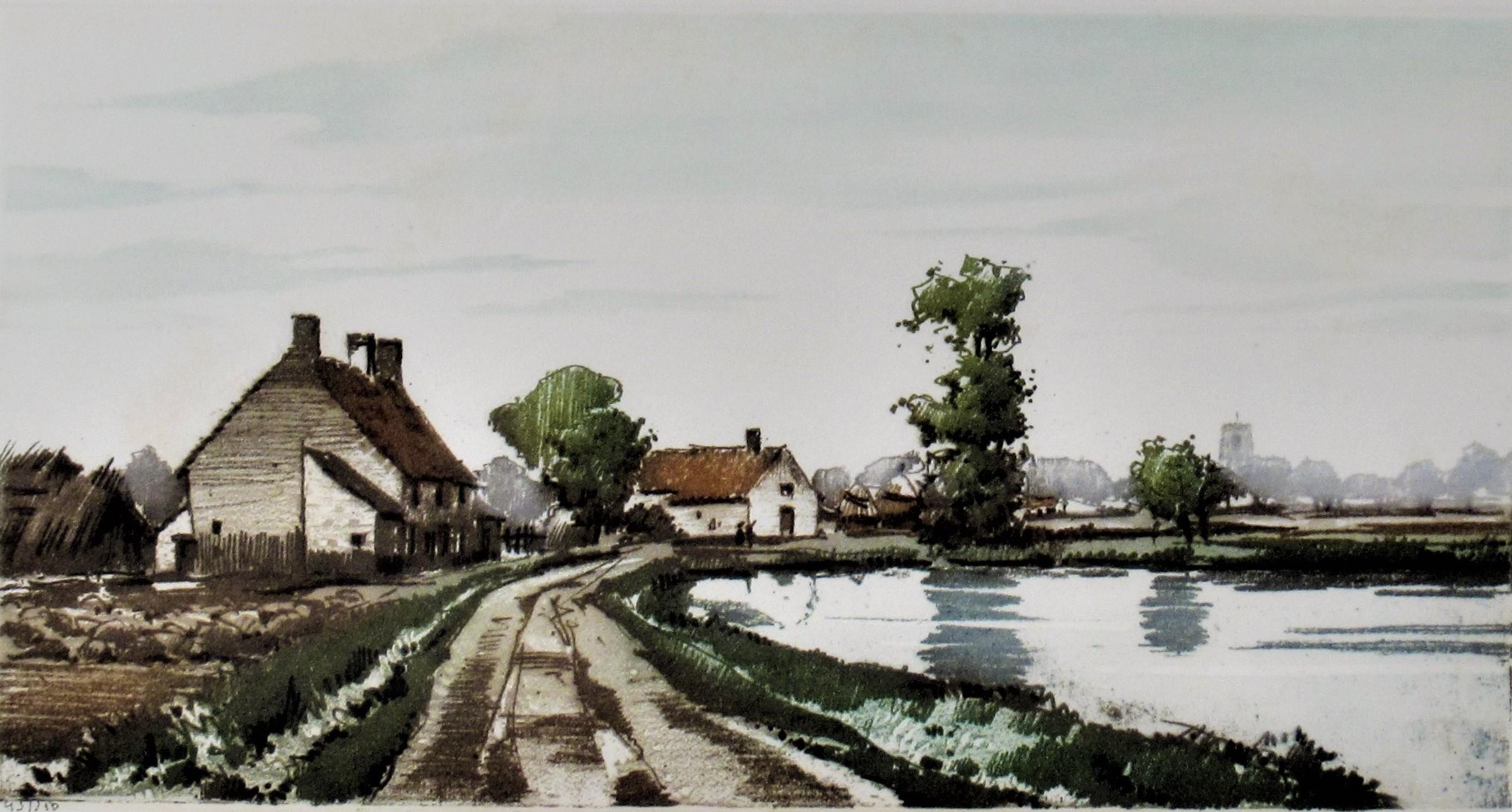 Landscape with Pond - Print by Roger Hebbelinck