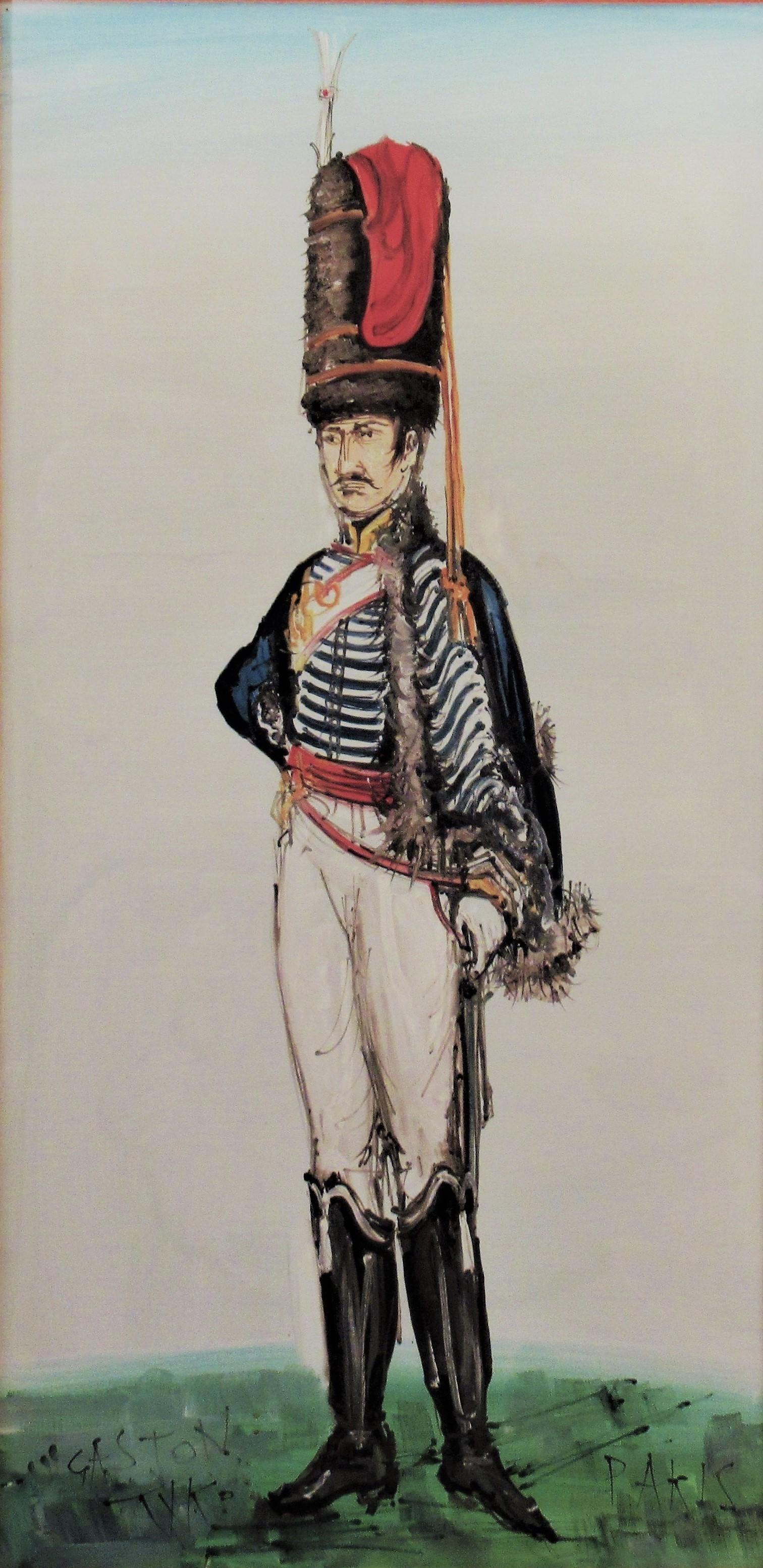 Hussard du Premier Empire, Paris - Painting by Gaston Tyco