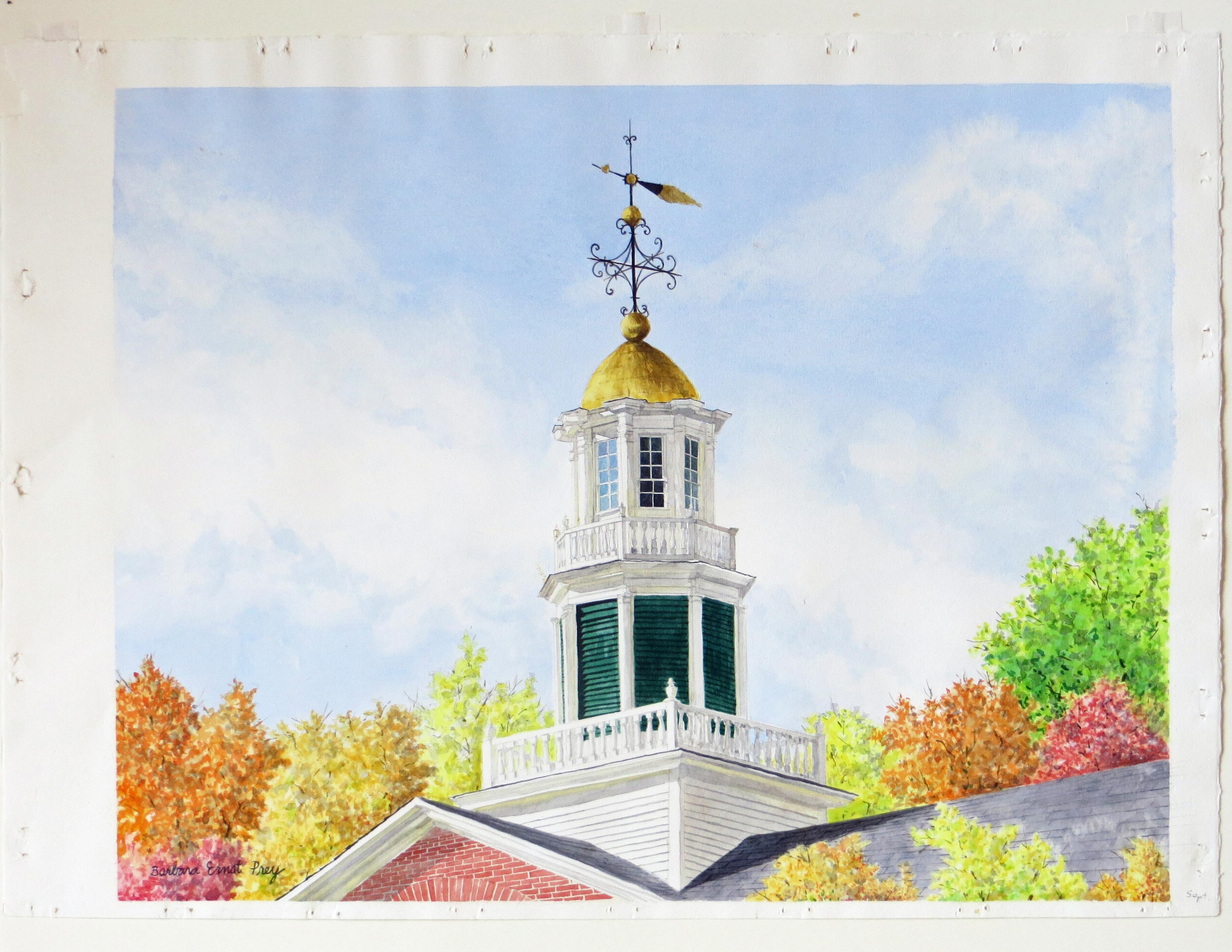 Griffin Hall, Williams College, Autumn - Realist Painting by Barbara Ernst Prey