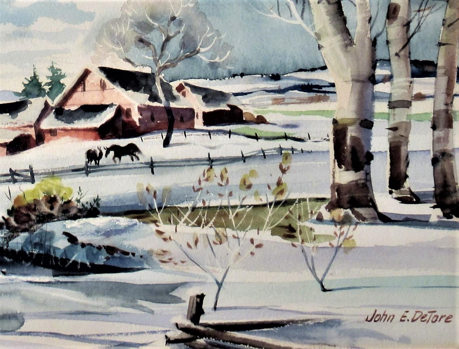 Paysage d'hiver - Marron Landscape Art par John E. Detore